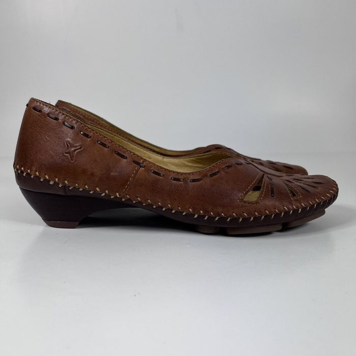 Vintage Pikolinos Womans Shoes Brown Leather Cutout Slip On Comfort ...