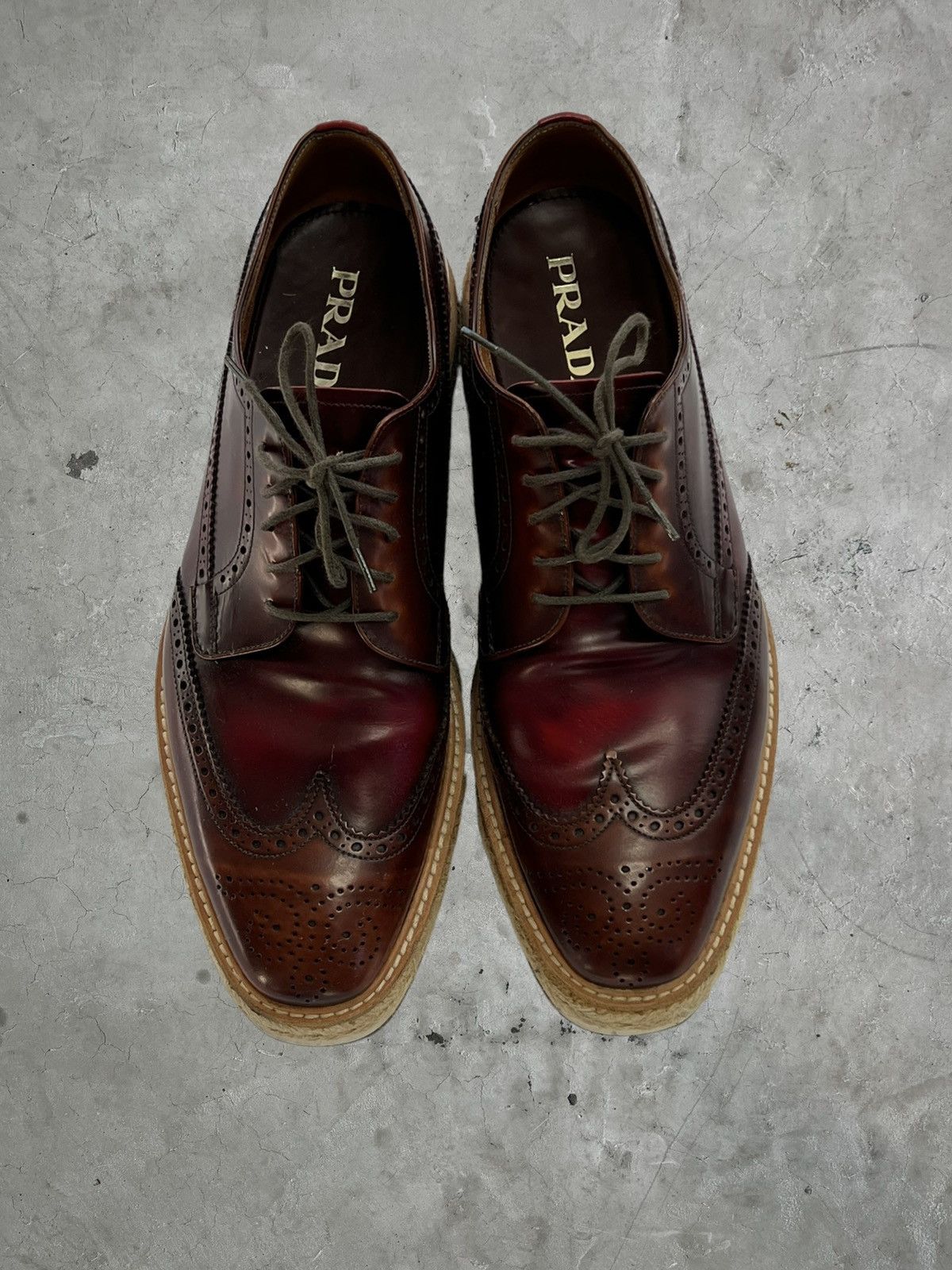 Prada SS/11 Prada Wingtip Woven Sole Brogues Size US 10 / EU 43 - 3 Thumbnail