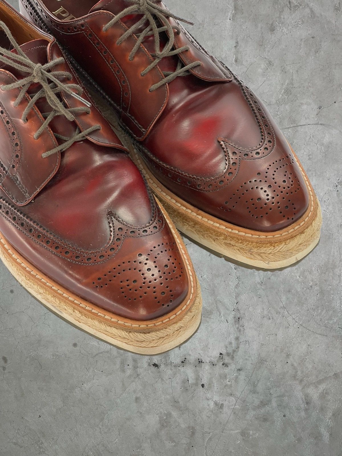 Prada SS/11 Prada Wingtip Woven Sole Brogues Size US 10 / EU 43 - 8 Thumbnail