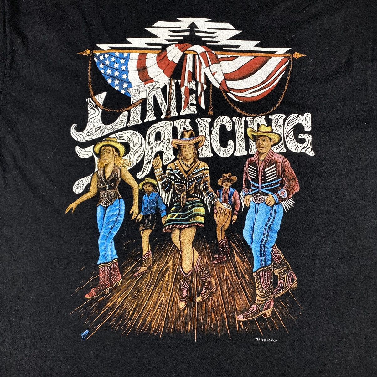 Band Tees Y2K 90’S VINTAGE LINE DANCING T SHIRT BY ZIP IT LONDON Size US XL / EU 56 / 4 - 2 Thumbnail