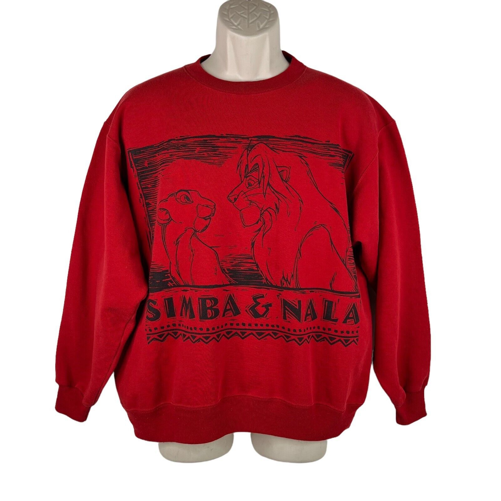 Disney Vintage Disney Lion King Sweater Adult Size Large Simba Nala Red ...