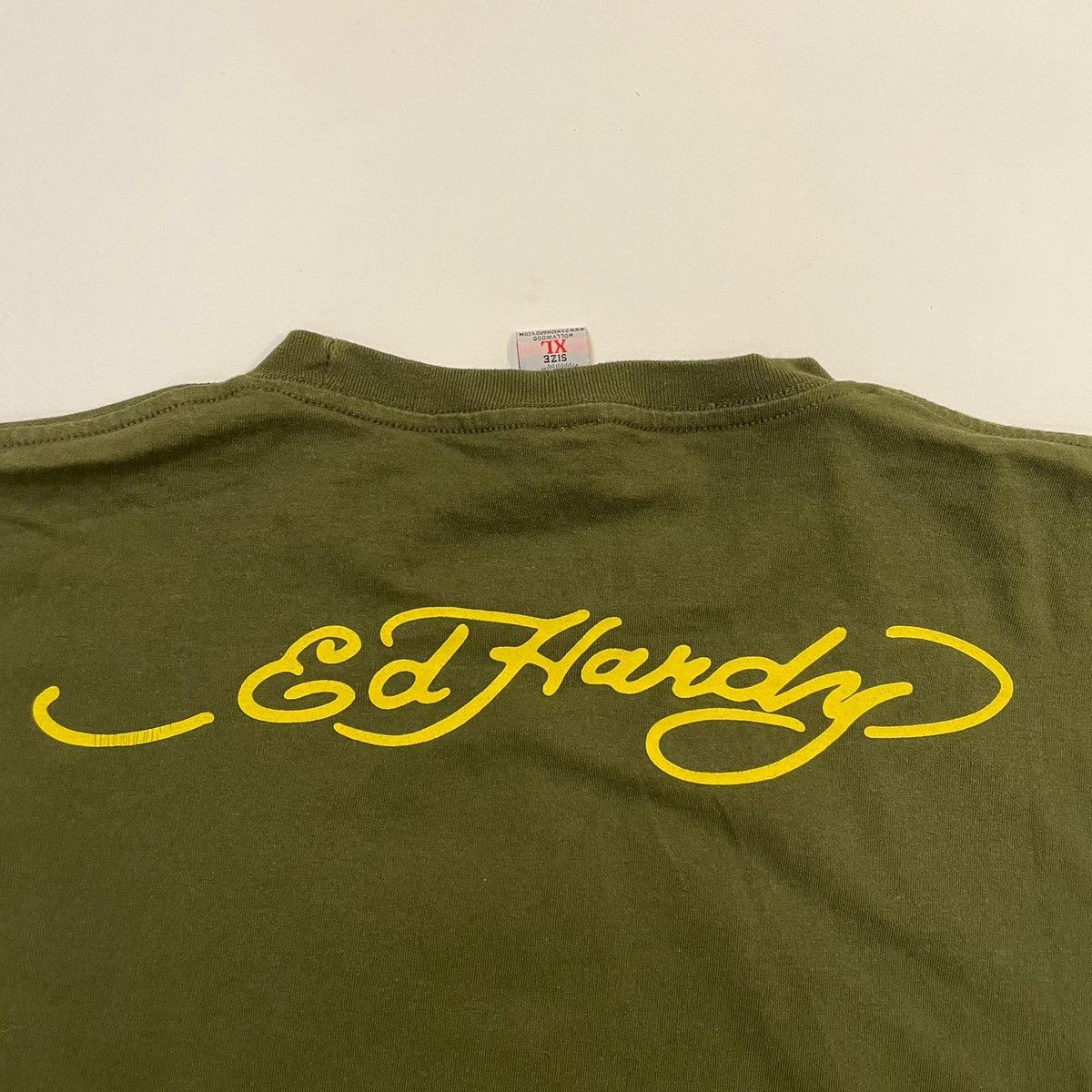 Ed Hardy by Christian Audigier khaki tee T-shirt y2k vintage