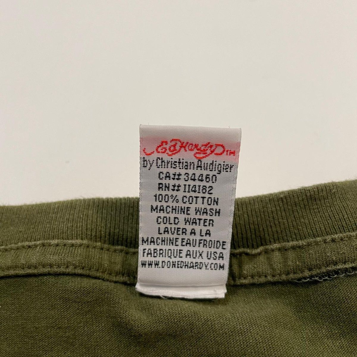 Ed Hardy by Christian Audigier khaki tee T-shirt y2k vintage