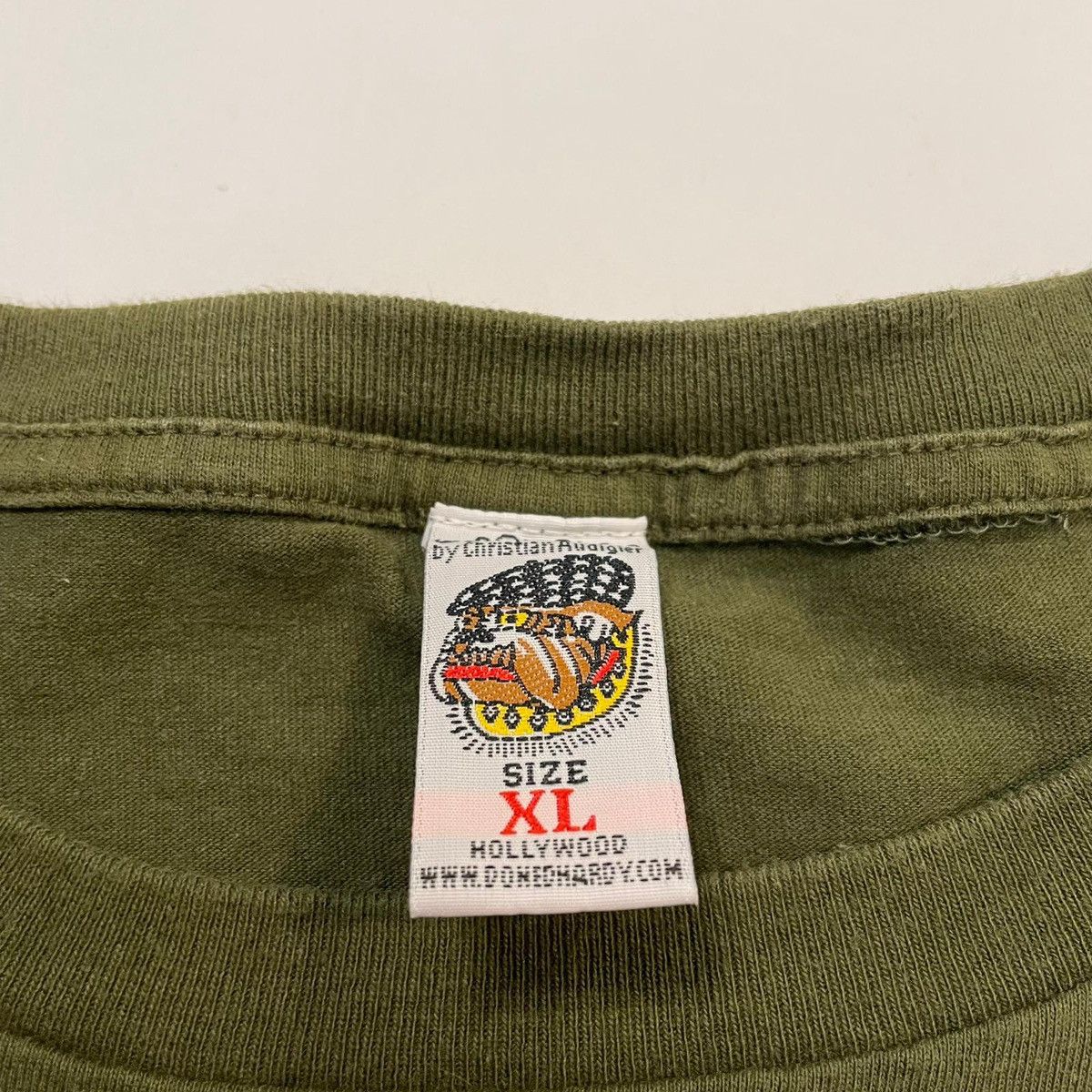 Ed Hardy by Christian Audigier khaki tee T-shirt y2k vintage