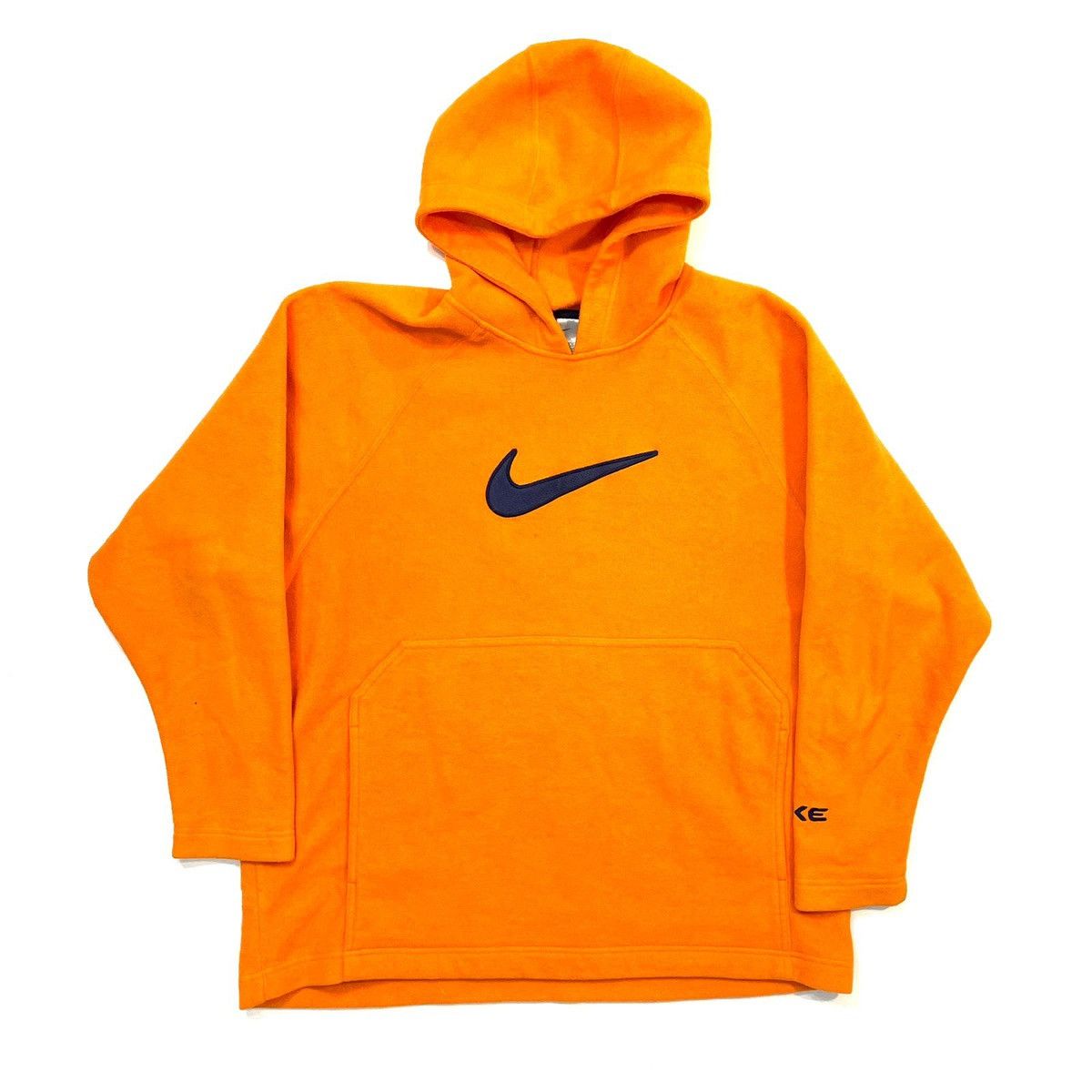 Nike orange fleece hoodie big embroidered Center swoosh y2k