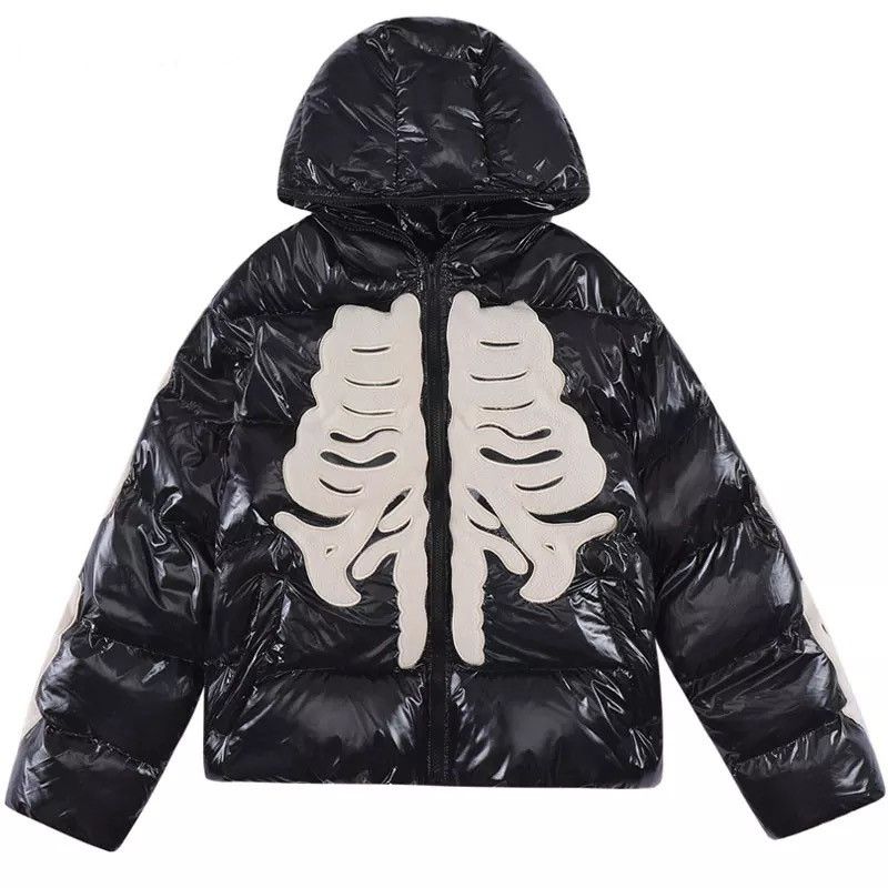 Winter Skeleton Patch Puffer Jacket