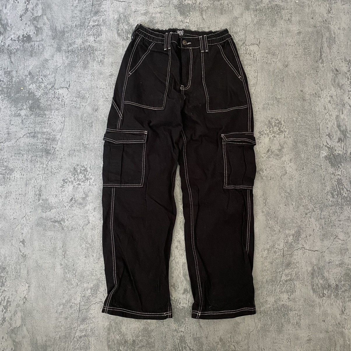 Vintage Women Urban Outfitters Black Cargo Carpenter Pants Sz 31x28