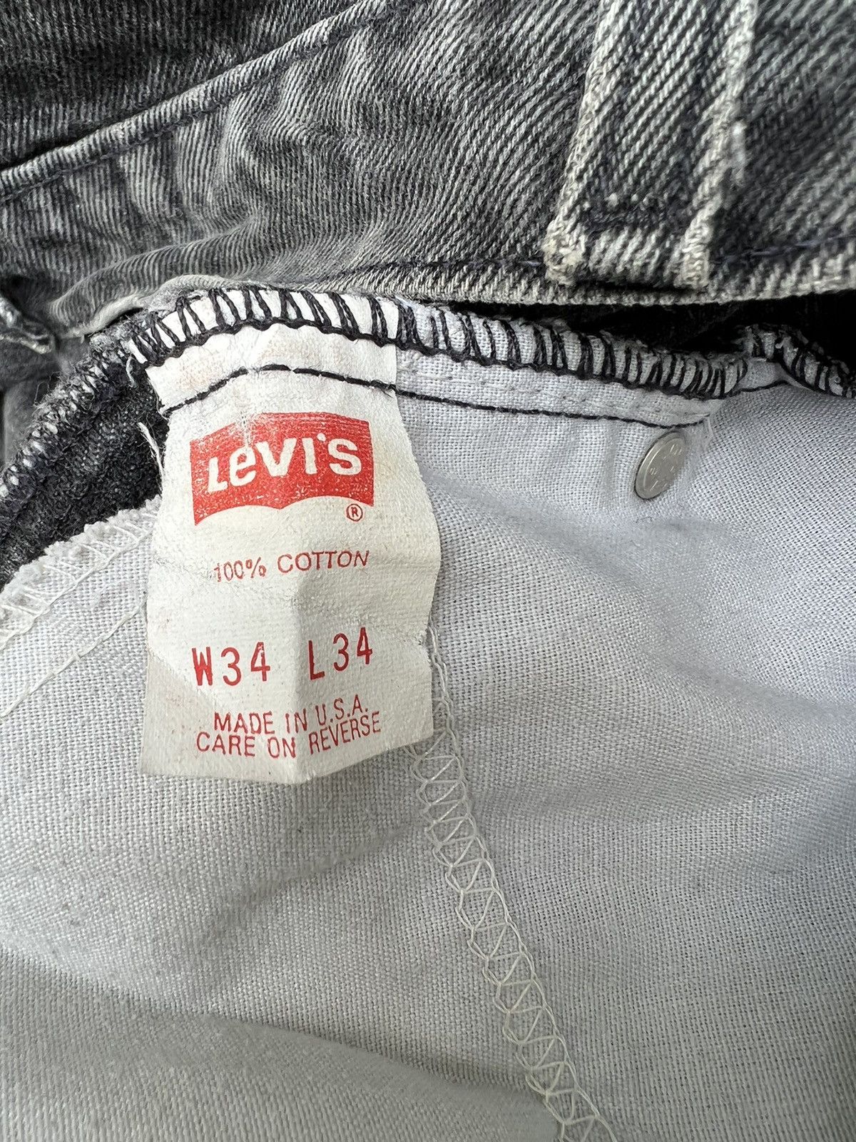 Levi's 1993 Levi’s 550 Orange Tab Sun Fade Black Denim Baggy Jeans Size US 34 / EU 50 - 23 Thumbnail