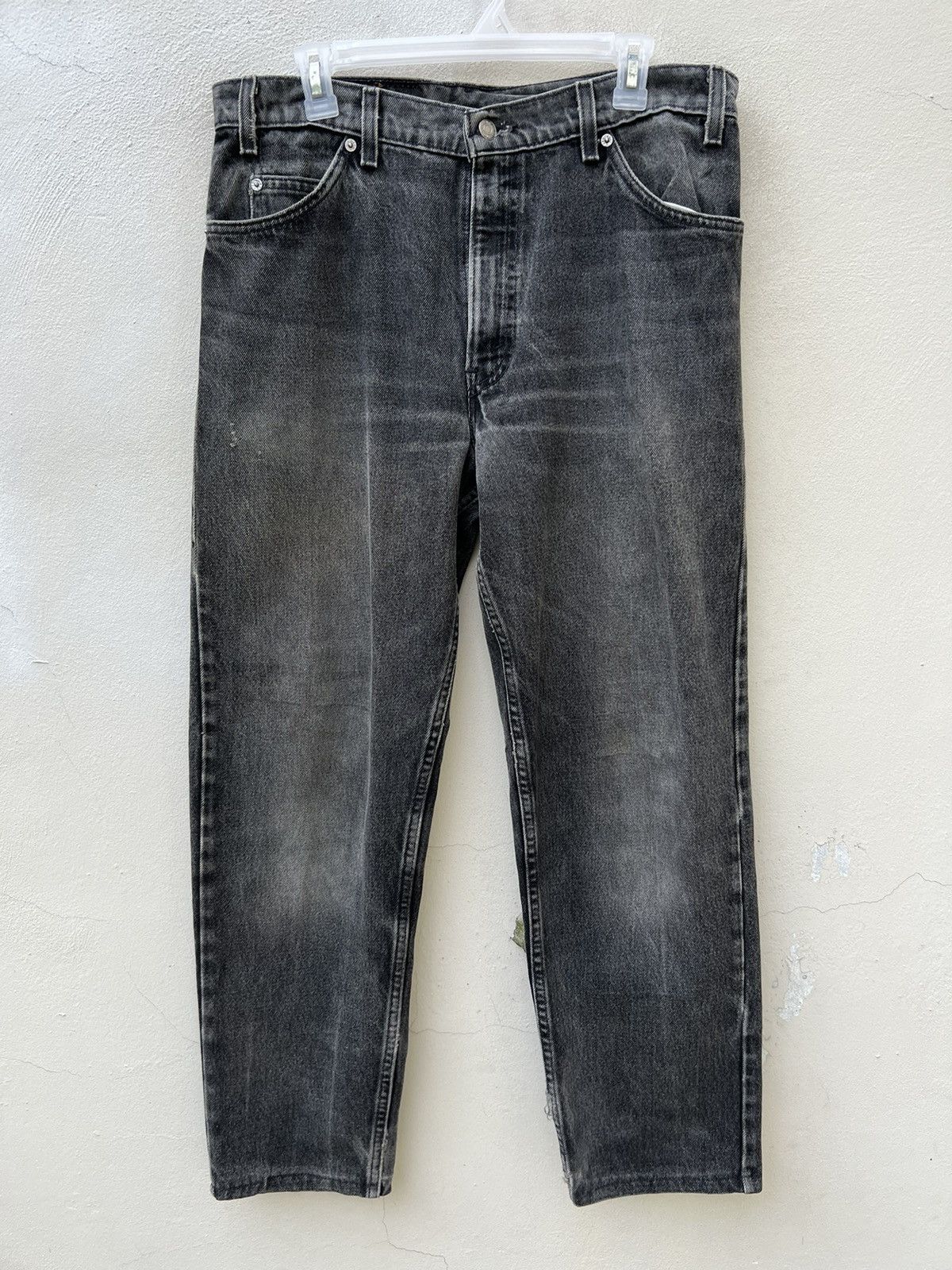 Levi's 1993 Levi’s 550 Orange Tab Sun Fade Black Denim Baggy Jeans Size US 34 / EU 50 - 6 Thumbnail