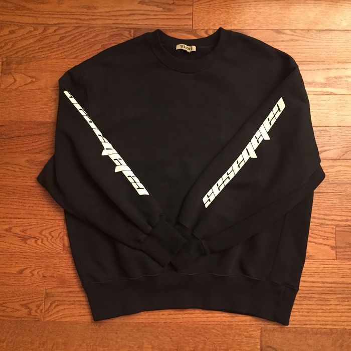 Adidas Yeezy Season 4 Bat Black Calabasas Crewneck Sweatshirt