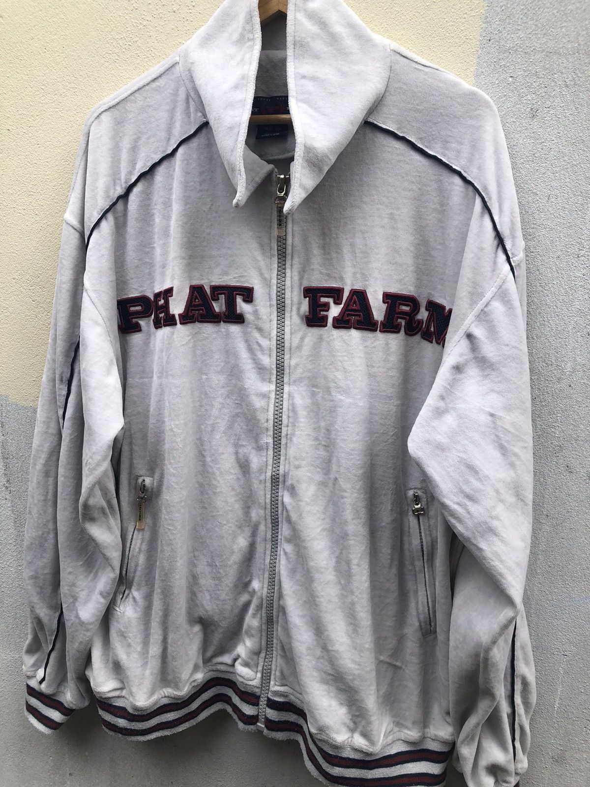 Phat Farm × Rap Tees Phat Farm Trade Mark Hip Hop Zipped Cream Sweaters Size US XXL / EU 58 / 5 - 3 Thumbnail