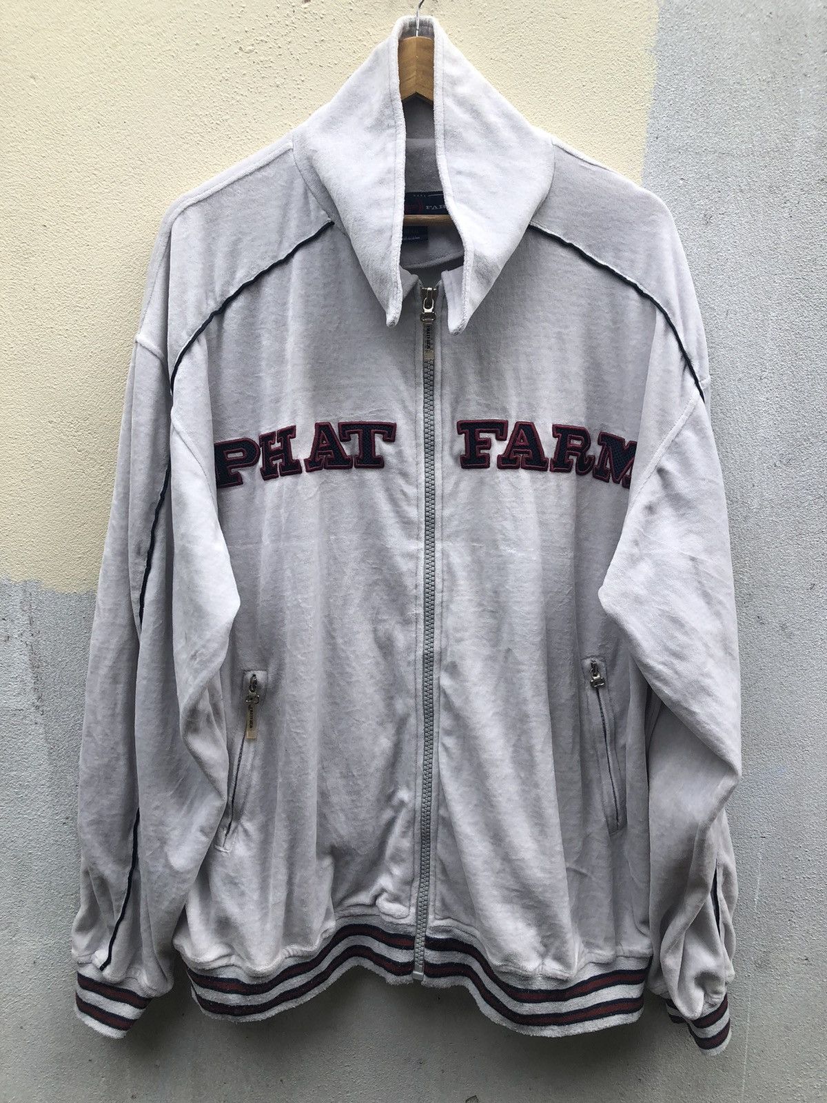 Phat Farm × Rap Tees Phat Farm Trade Mark Hip Hop Zipped Cream Sweaters Size US XXL / EU 58 / 5 - 1 Thumbnail