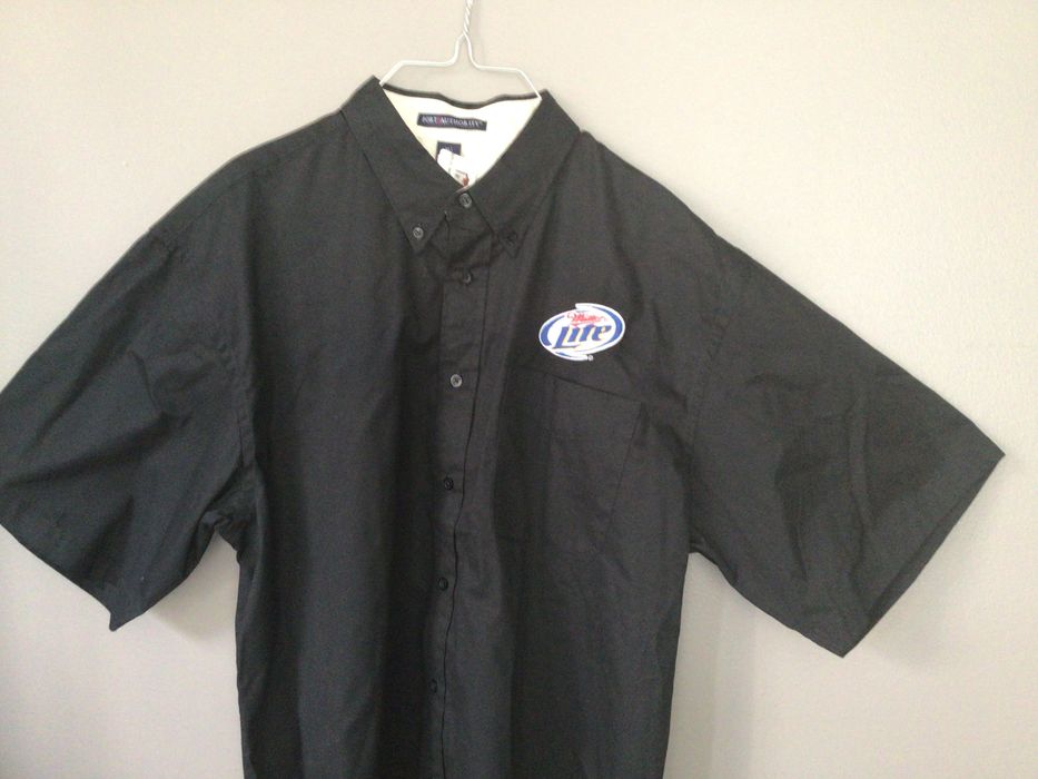 Port Authority Brand New Miller Lite ShortSleeve Black ButtonUp Shirt
