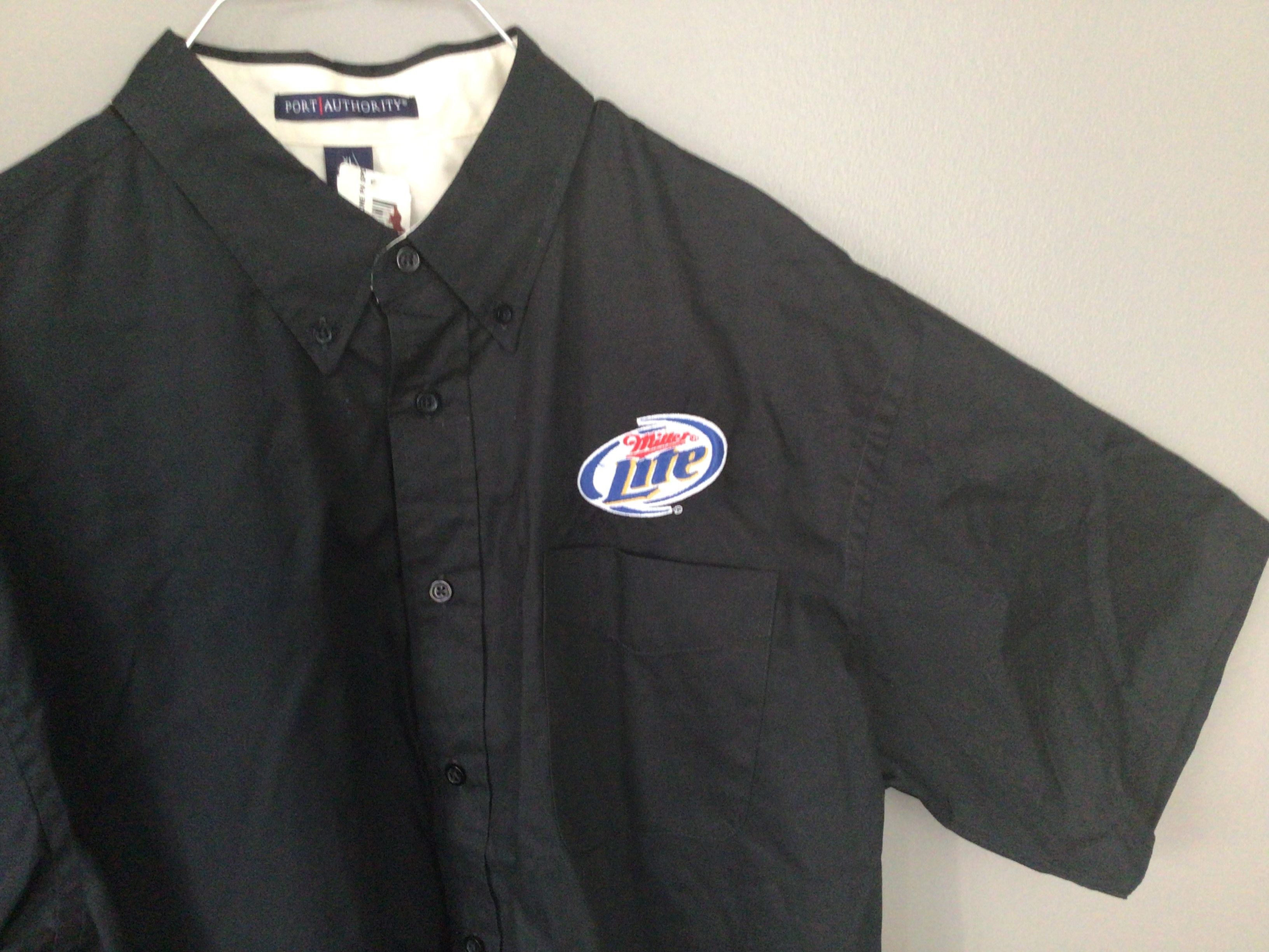 Port Authority Brand New Miller Lite ShortSleeve Black ButtonUp Shirt