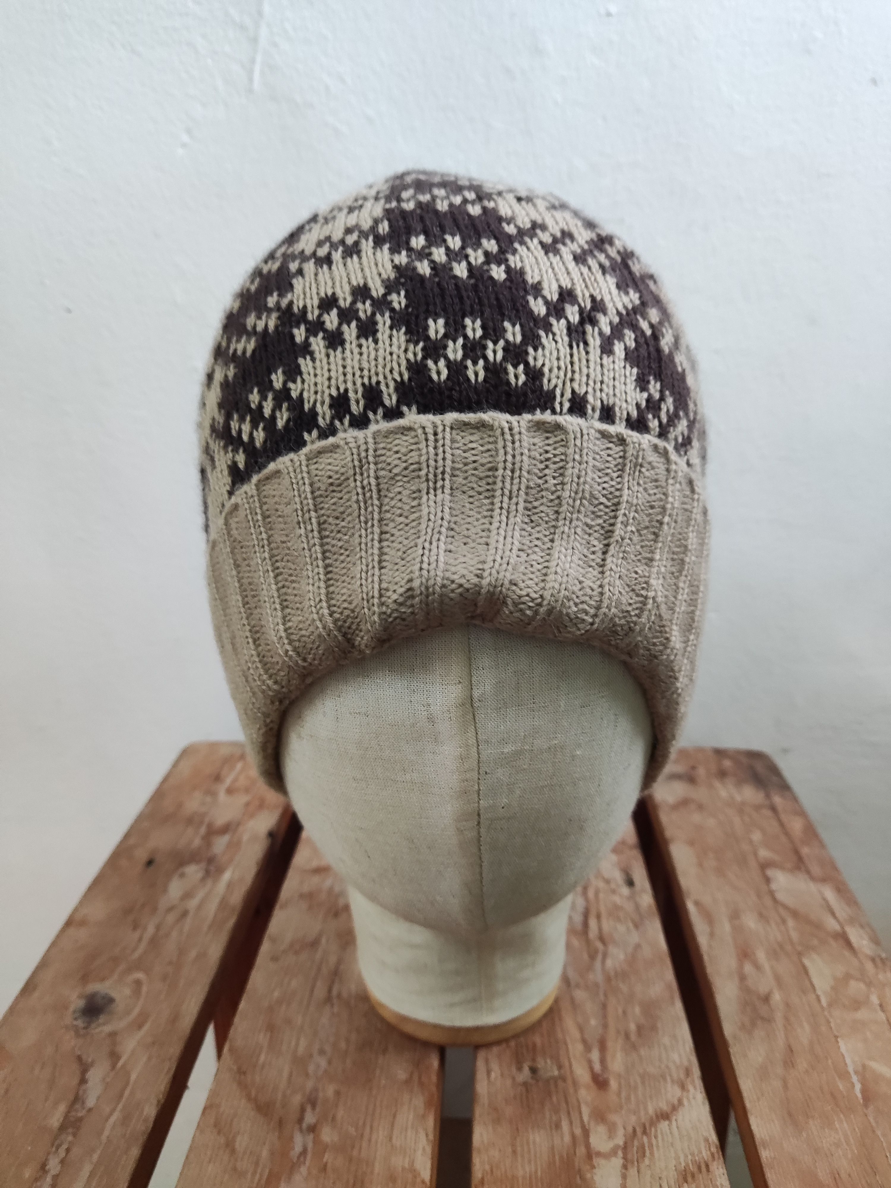 Japanese Brand Japanese Brown Checked Beanie Hat Size ONE SIZE - 2 Thumbnail