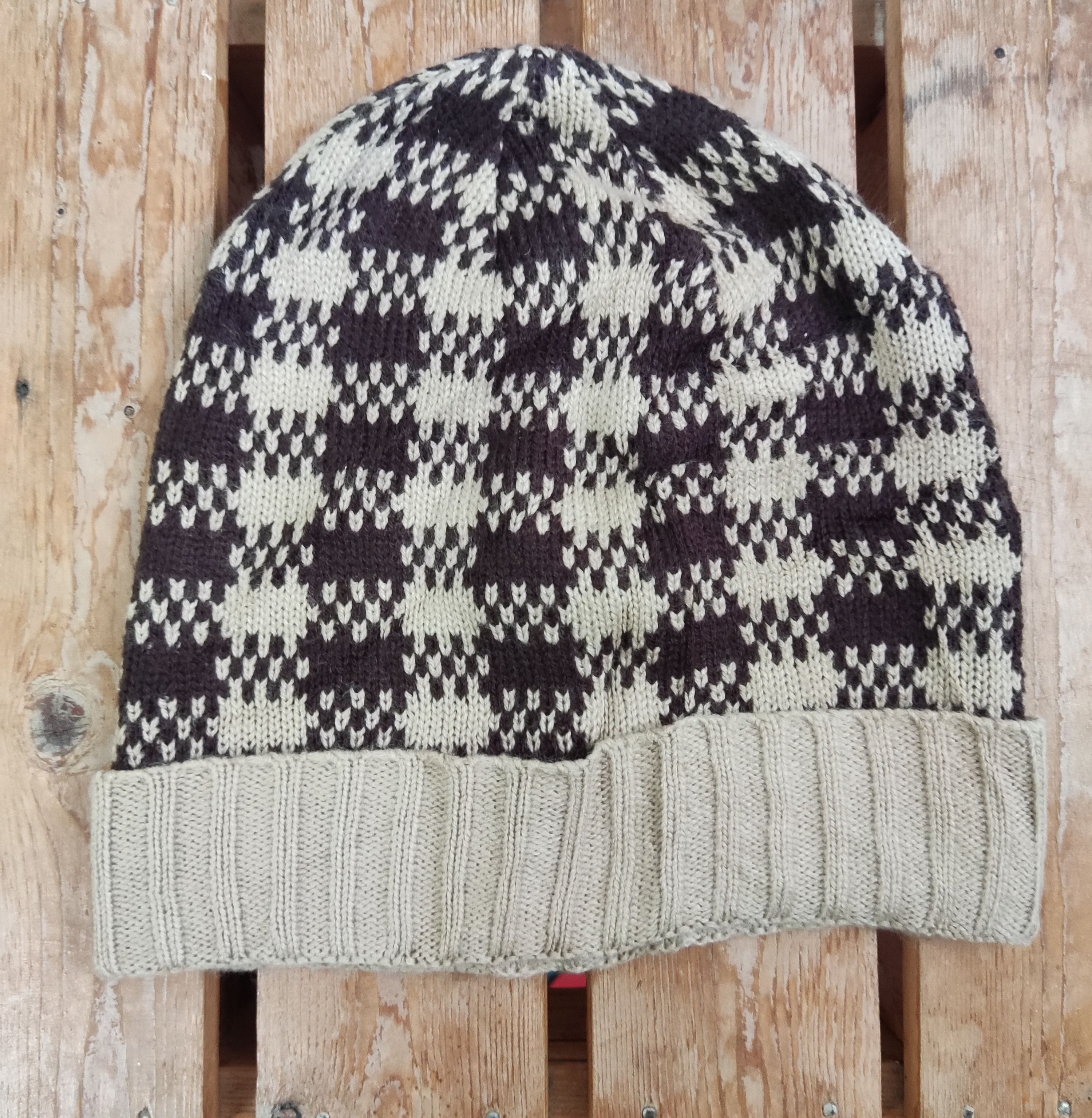 Japanese Brand Japanese Brown Checked Beanie Hat Size ONE SIZE - 8 Thumbnail