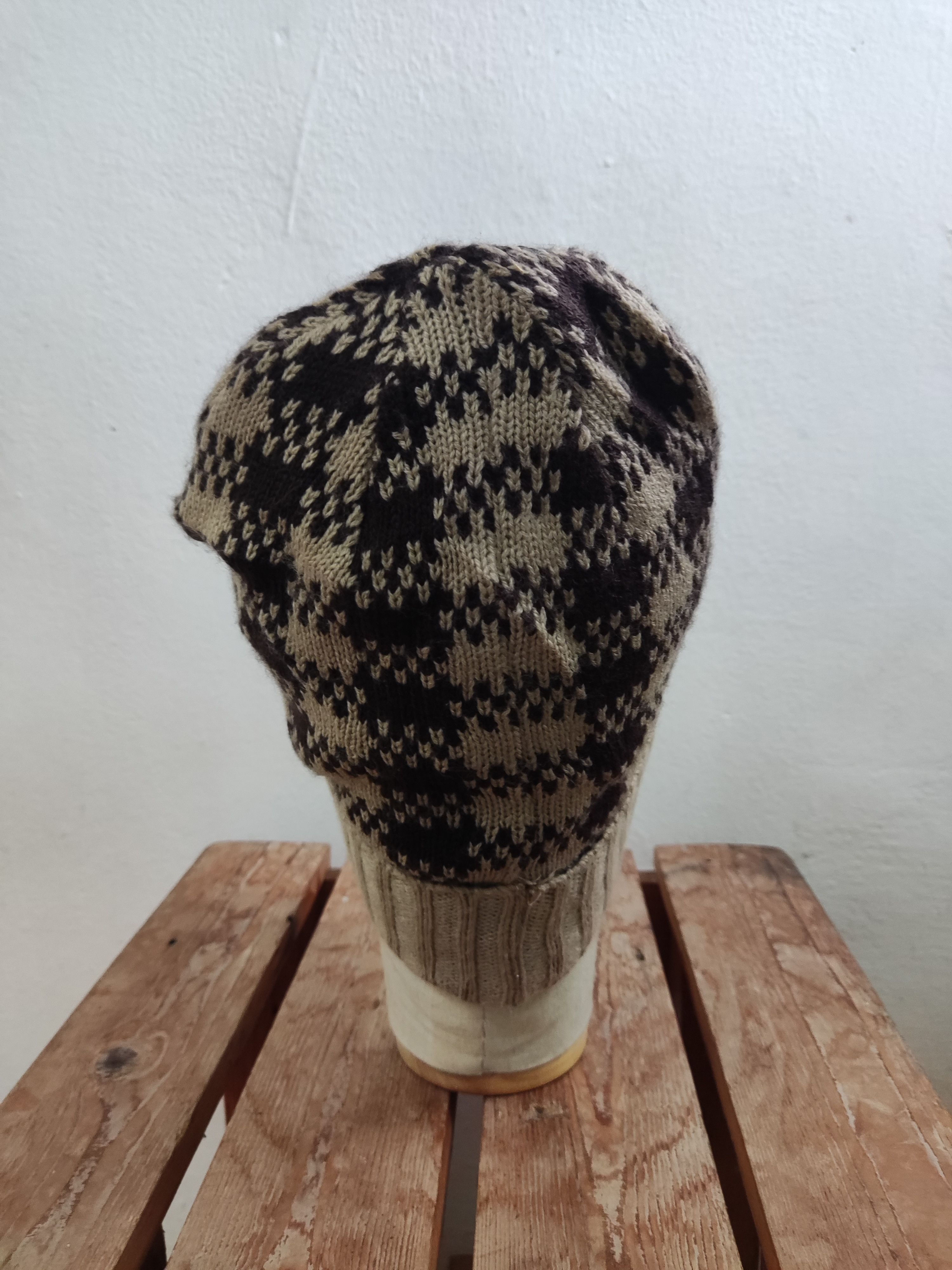 Japanese Brand Japanese Brown Checked Beanie Hat Size ONE SIZE - 4 Thumbnail