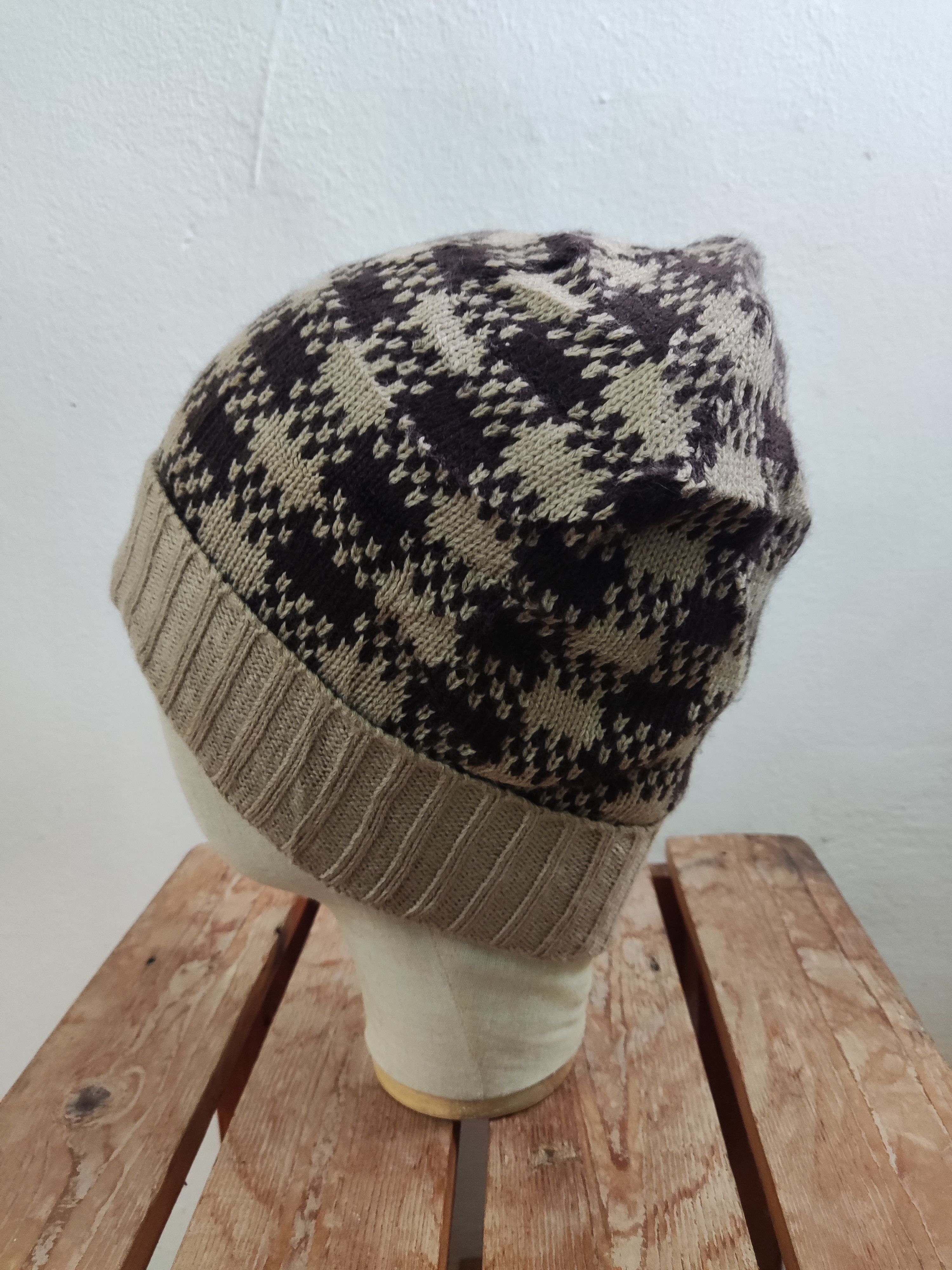 Japanese Brand Japanese Brown Checked Beanie Hat Size ONE SIZE - 5 Thumbnail