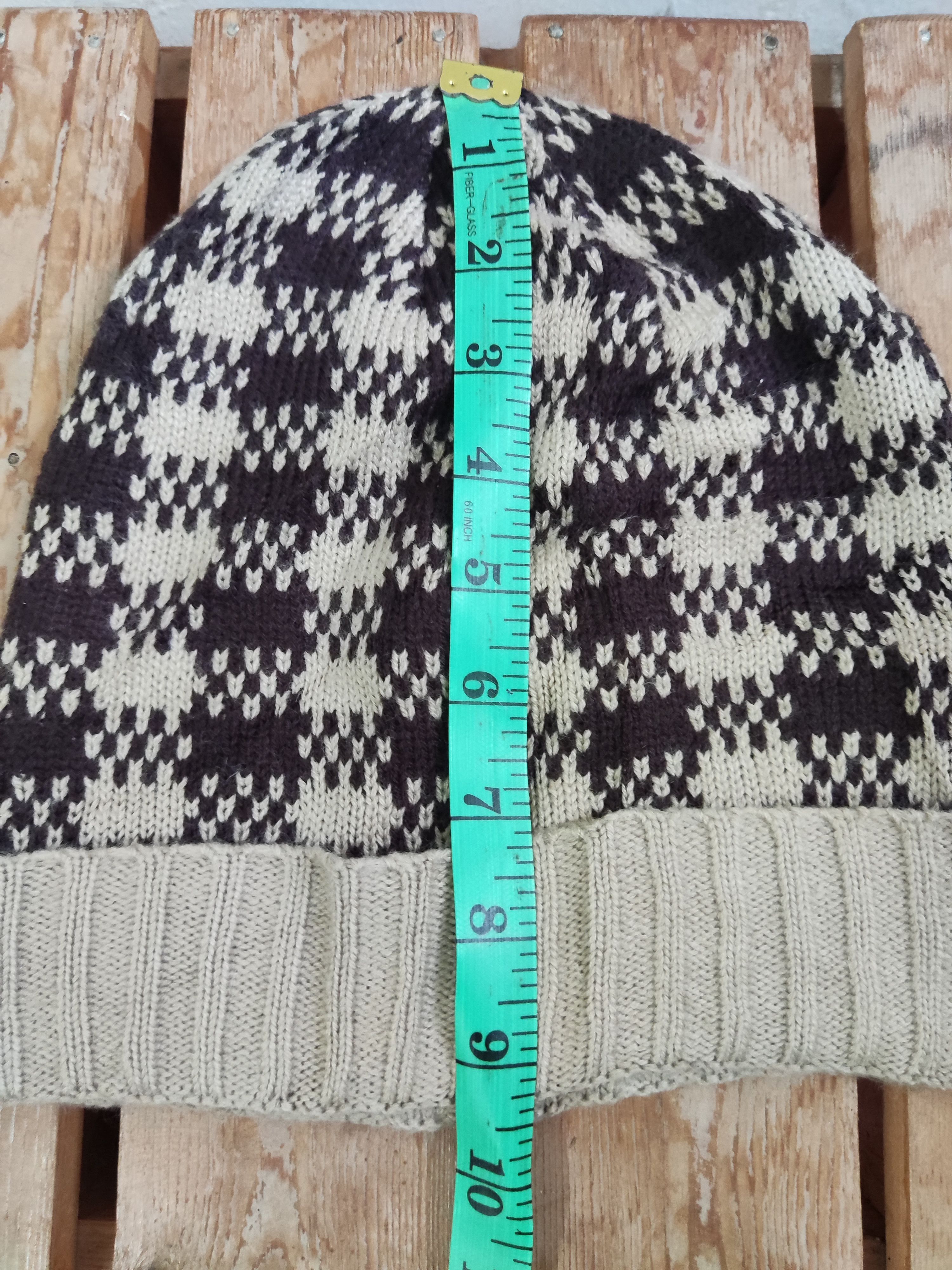 Japanese Brand Japanese Brown Checked Beanie Hat Size ONE SIZE - 10 Thumbnail