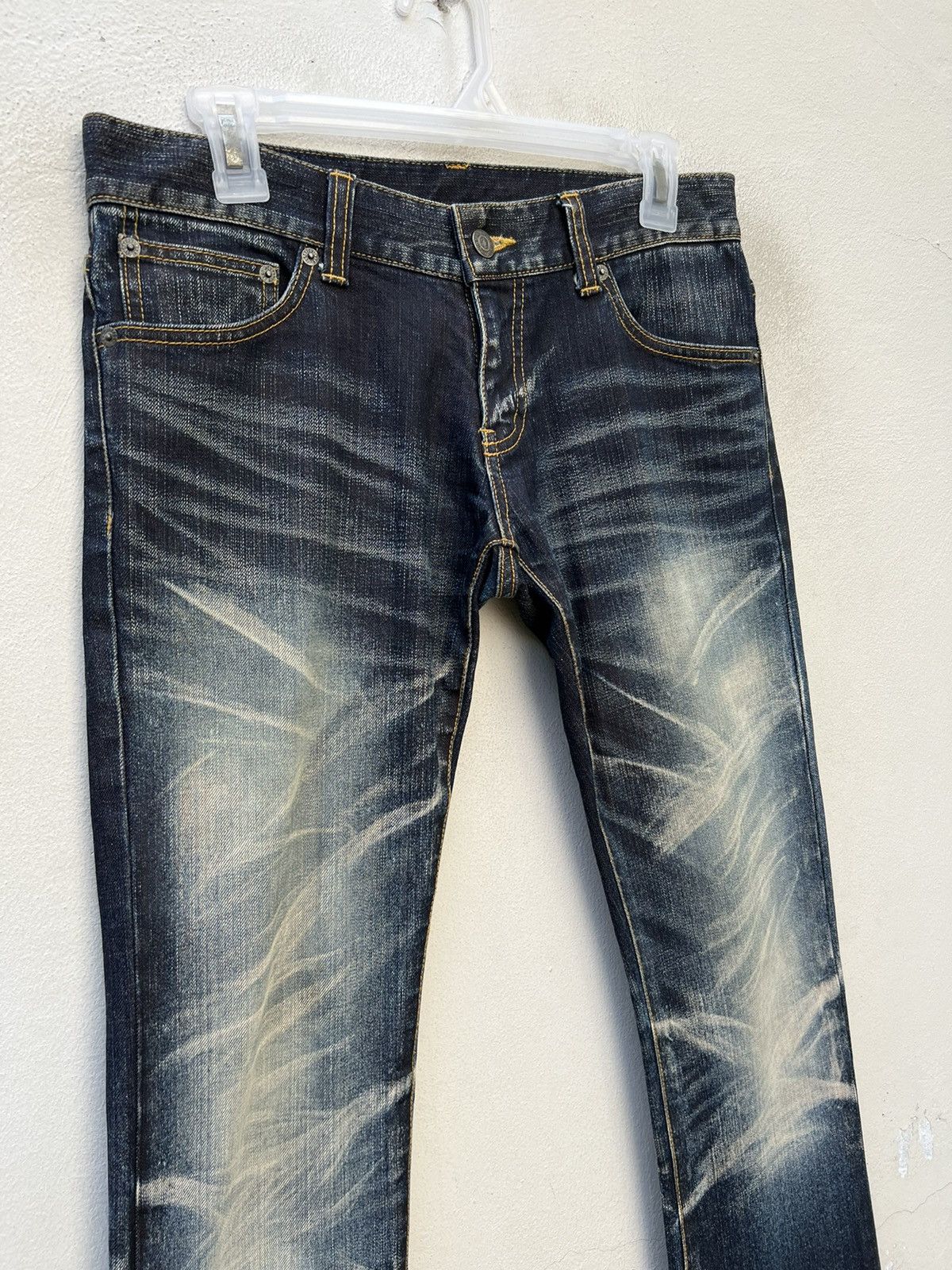 Tornado Mart Vintage Tornado Mart Stretch Fade Waxed Denim Flare Jeans Size US 29 - 7 Thumbnail