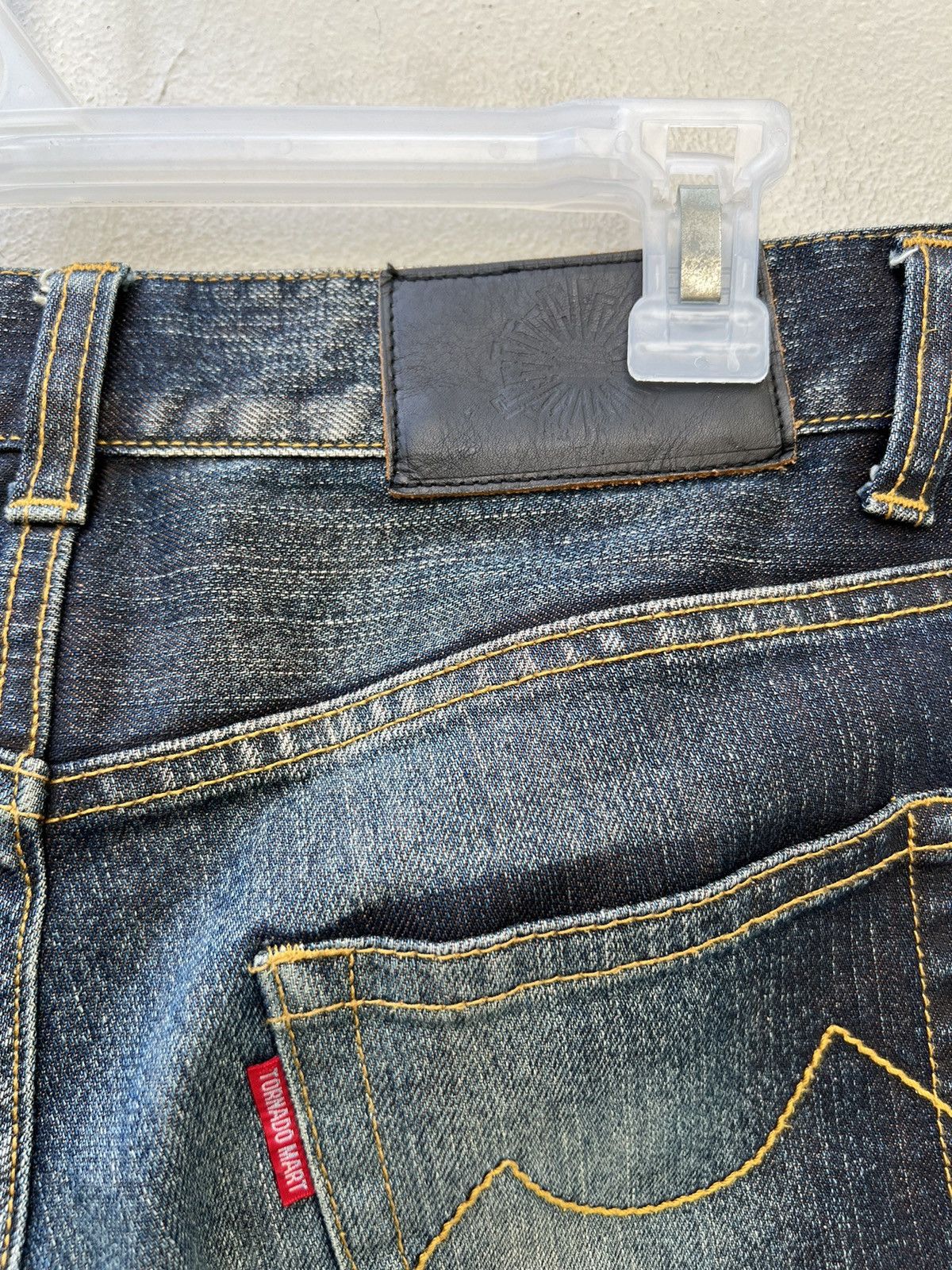 Tornado Mart Vintage Tornado Mart Stretch Fade Waxed Denim Flare Jeans Size US 29 - 18 Thumbnail