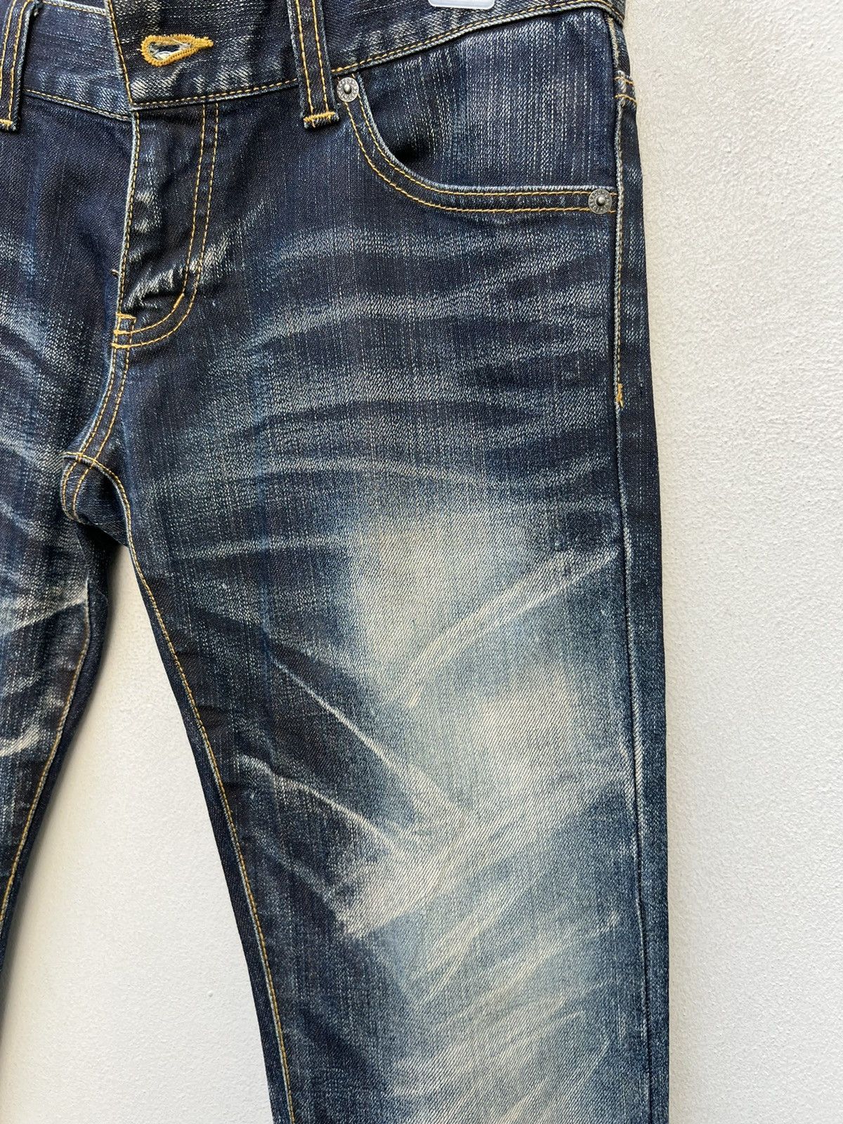 Tornado Mart Vintage Tornado Mart Stretch Fade Waxed Denim Flare Jeans Size US 29 - 11 Thumbnail