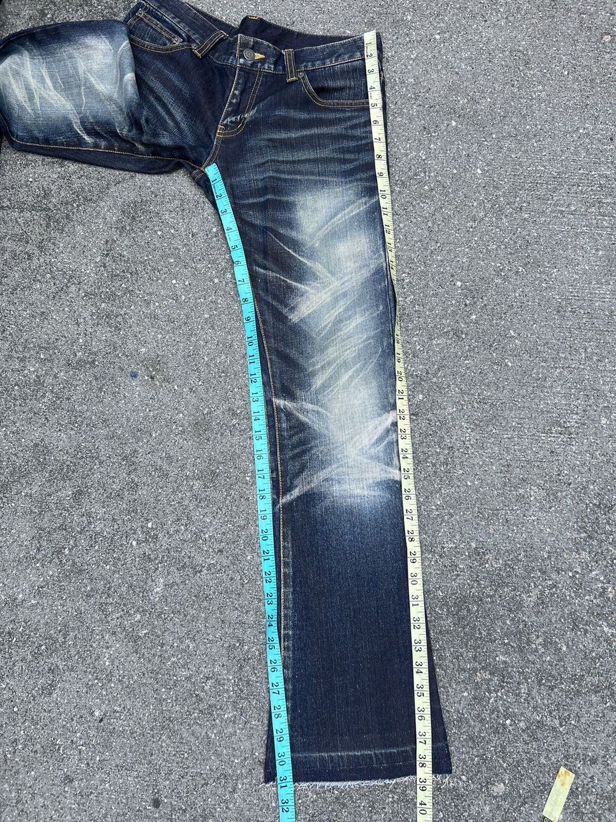 Tornado Mart Vintage Tornado Mart Stretch Fade Waxed Denim Flare Jeans Size US 29 - 4 Thumbnail