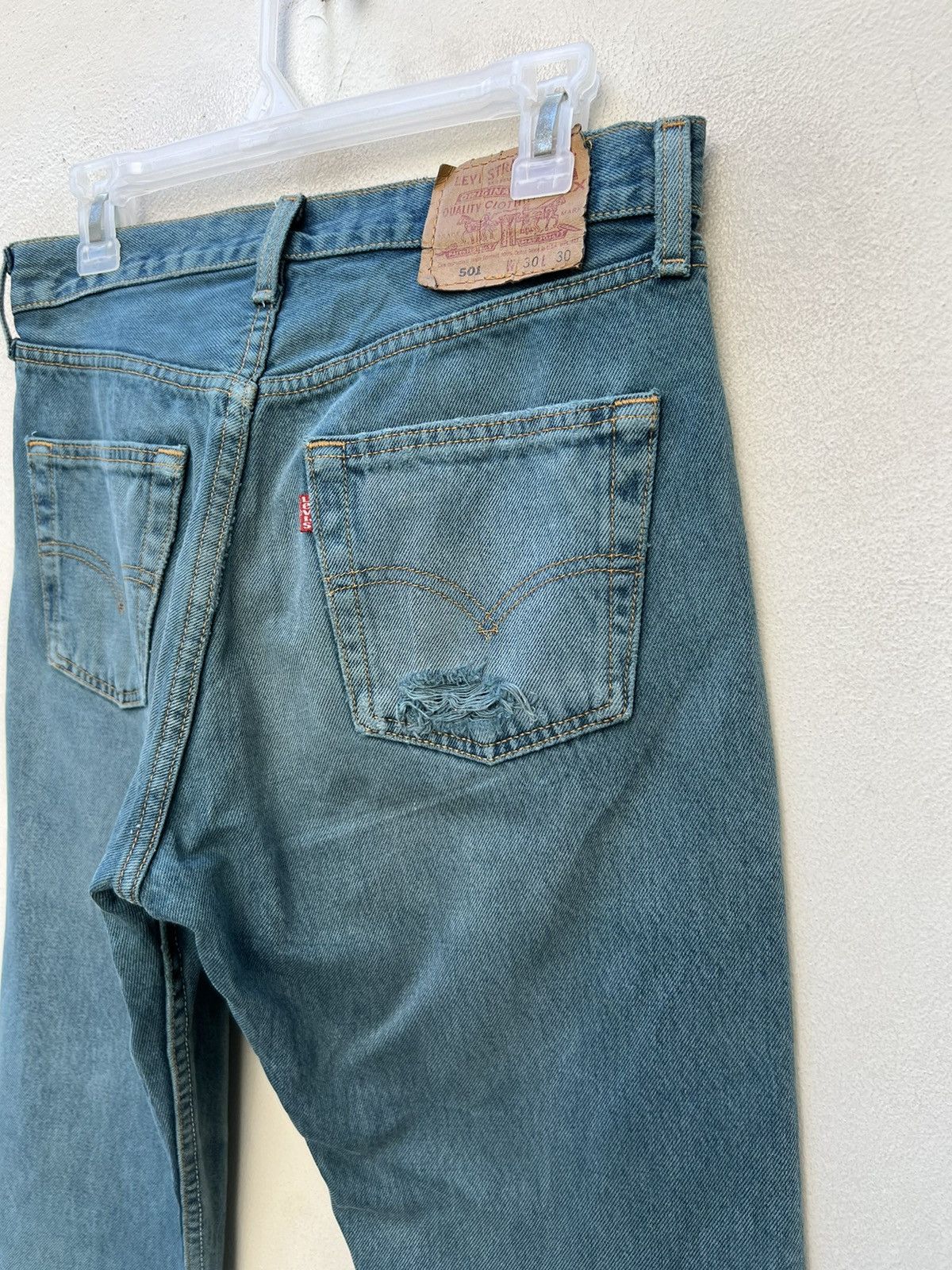Levi's Vintage 90s Levi’s 501 Distress Sun Fade Denim Trashed Jeans Size US 30 / EU 46 - 19 Thumbnail