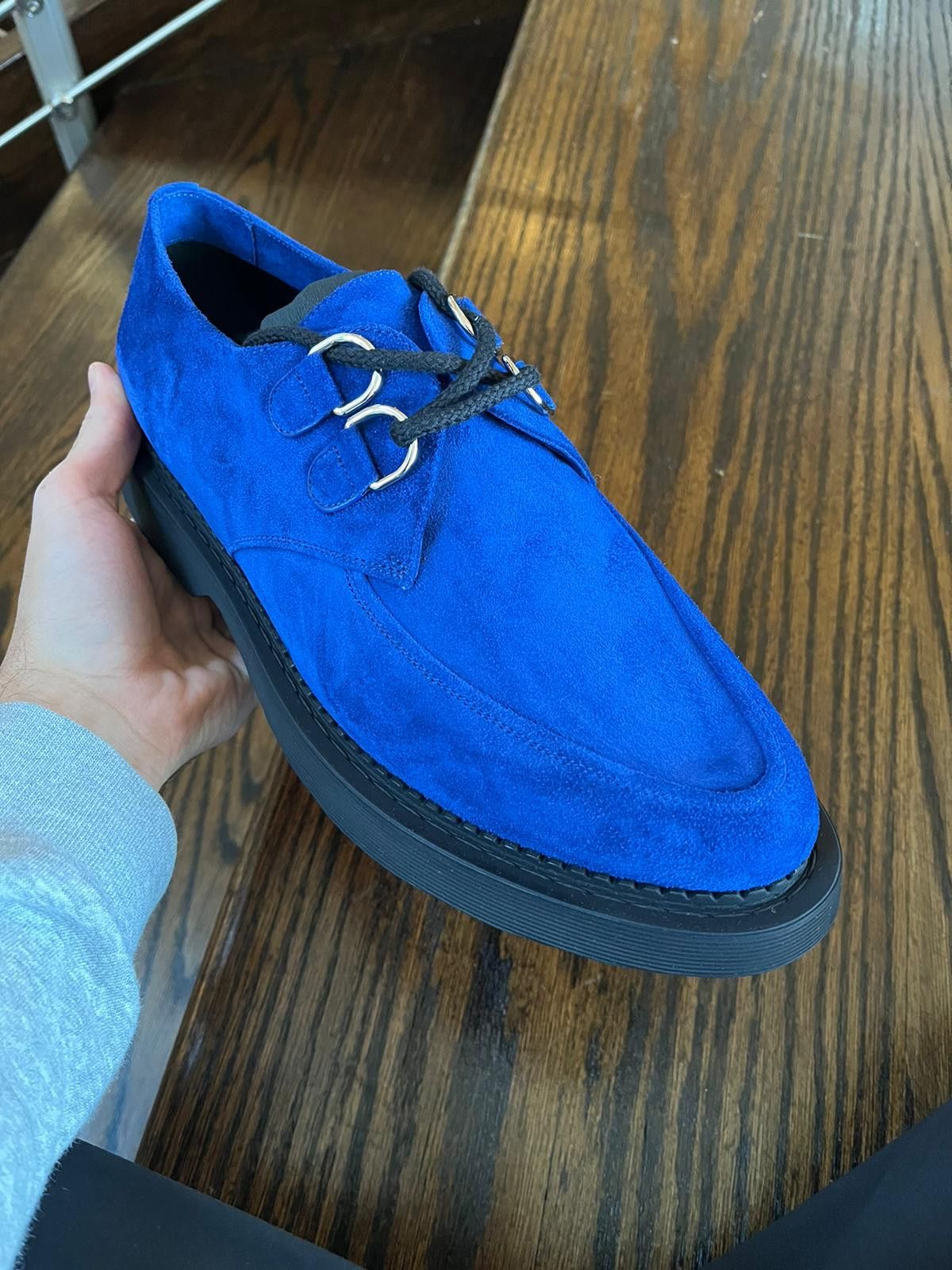 image of Saint Laurent Paris Teddy Creeper Derby Shoes In Blue, Men's (Size 10)