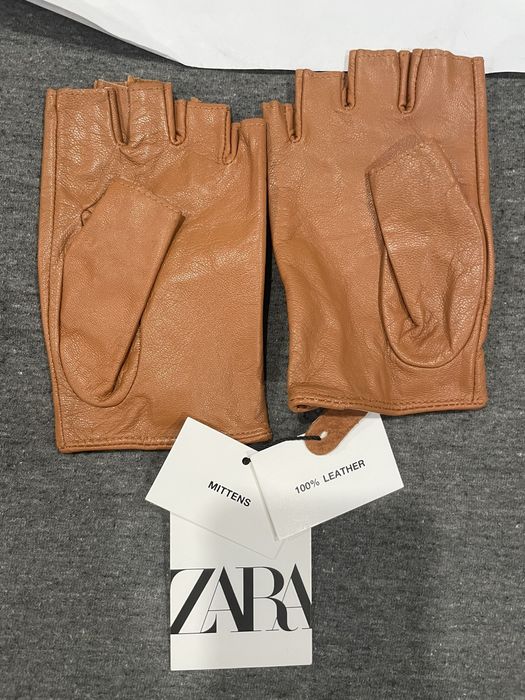 Zara Leather Fingerless Gloves Grailed