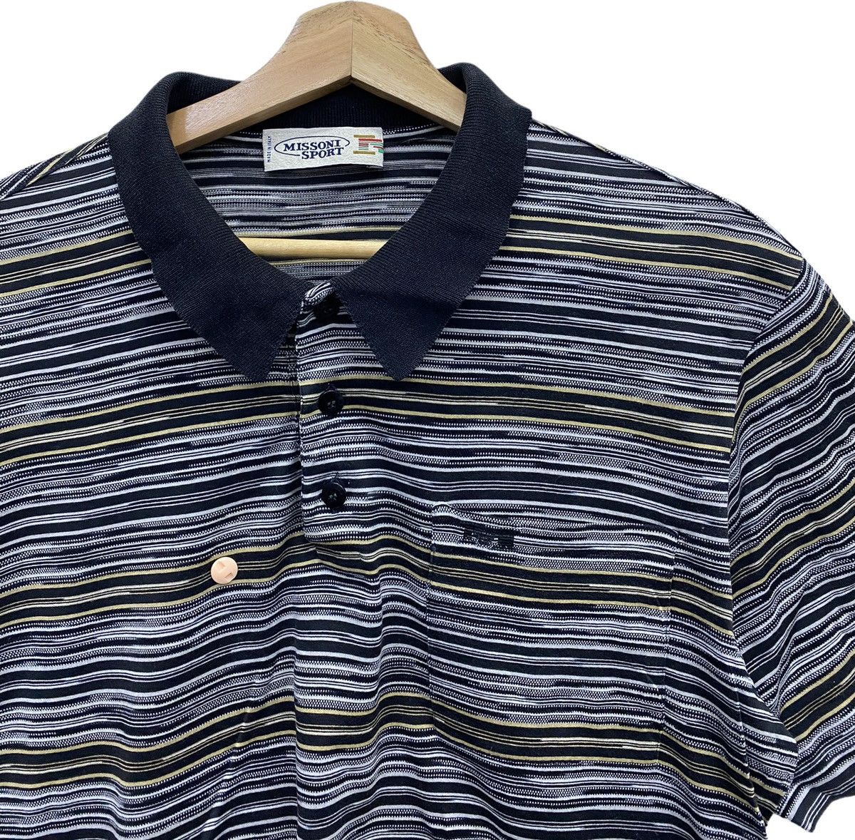 Missoni VINTAGE MISSONI SPORT STRIPE BLACK POLO SHIRT Size US M / EU 48-50 / 2 - 4 Thumbnail
