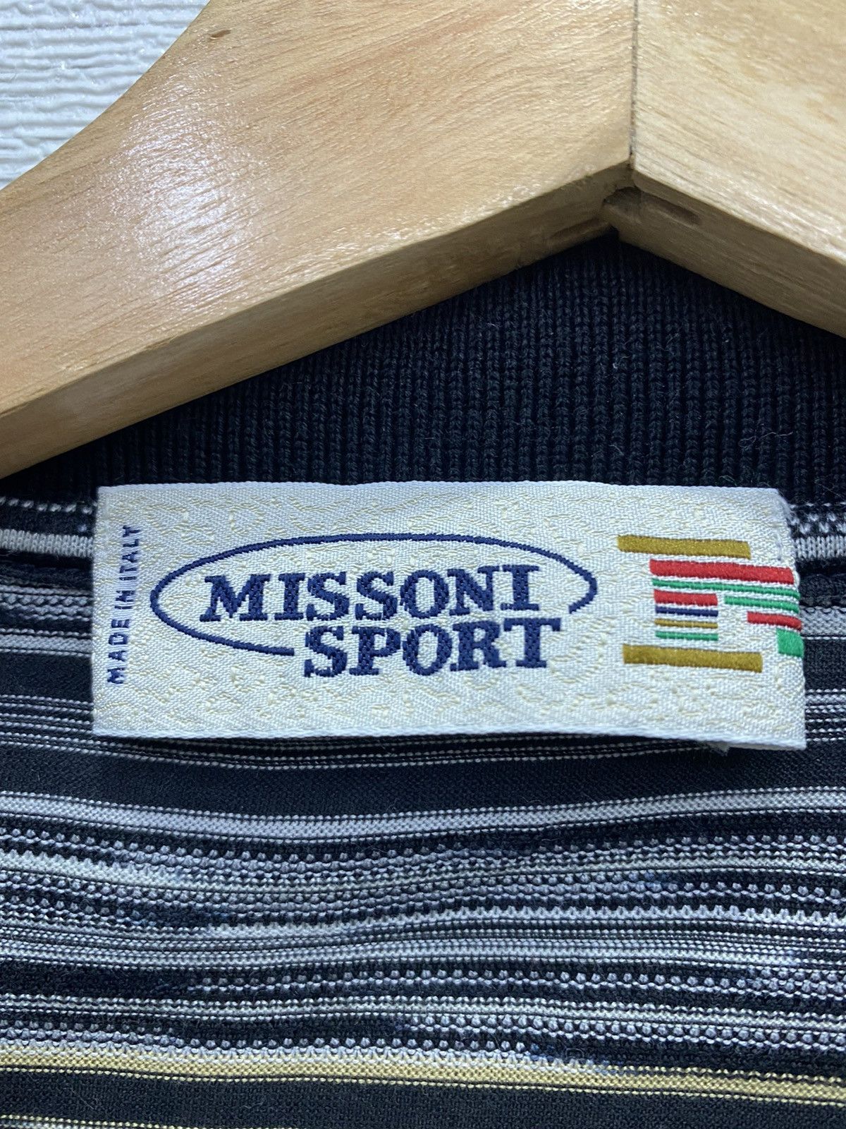 Missoni VINTAGE MISSONI SPORT STRIPE BLACK POLO SHIRT Size US M / EU 48-50 / 2 - 5 Thumbnail