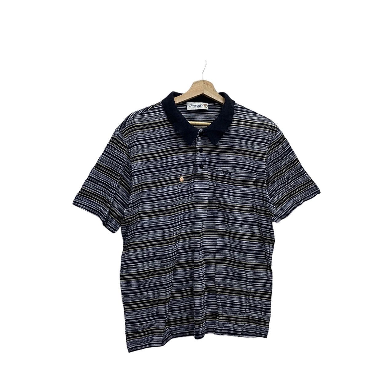 Missoni VINTAGE MISSONI SPORT STRIPE BLACK POLO SHIRT Size US M / EU 48-50 / 2 - 2 Thumbnail