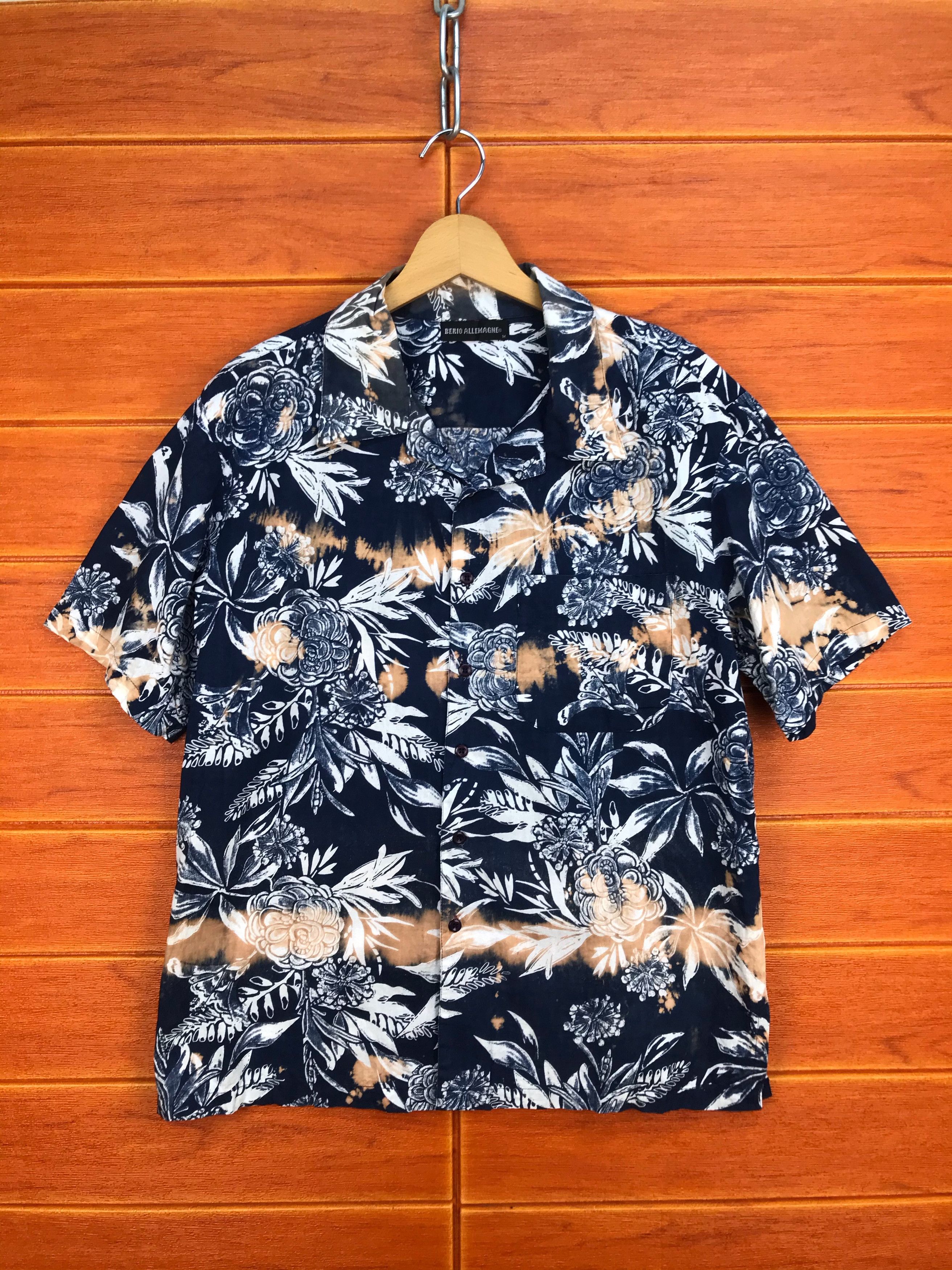 Japanese Hawaiian BERIO ALLEMAGNE Bleach Wash Shirt