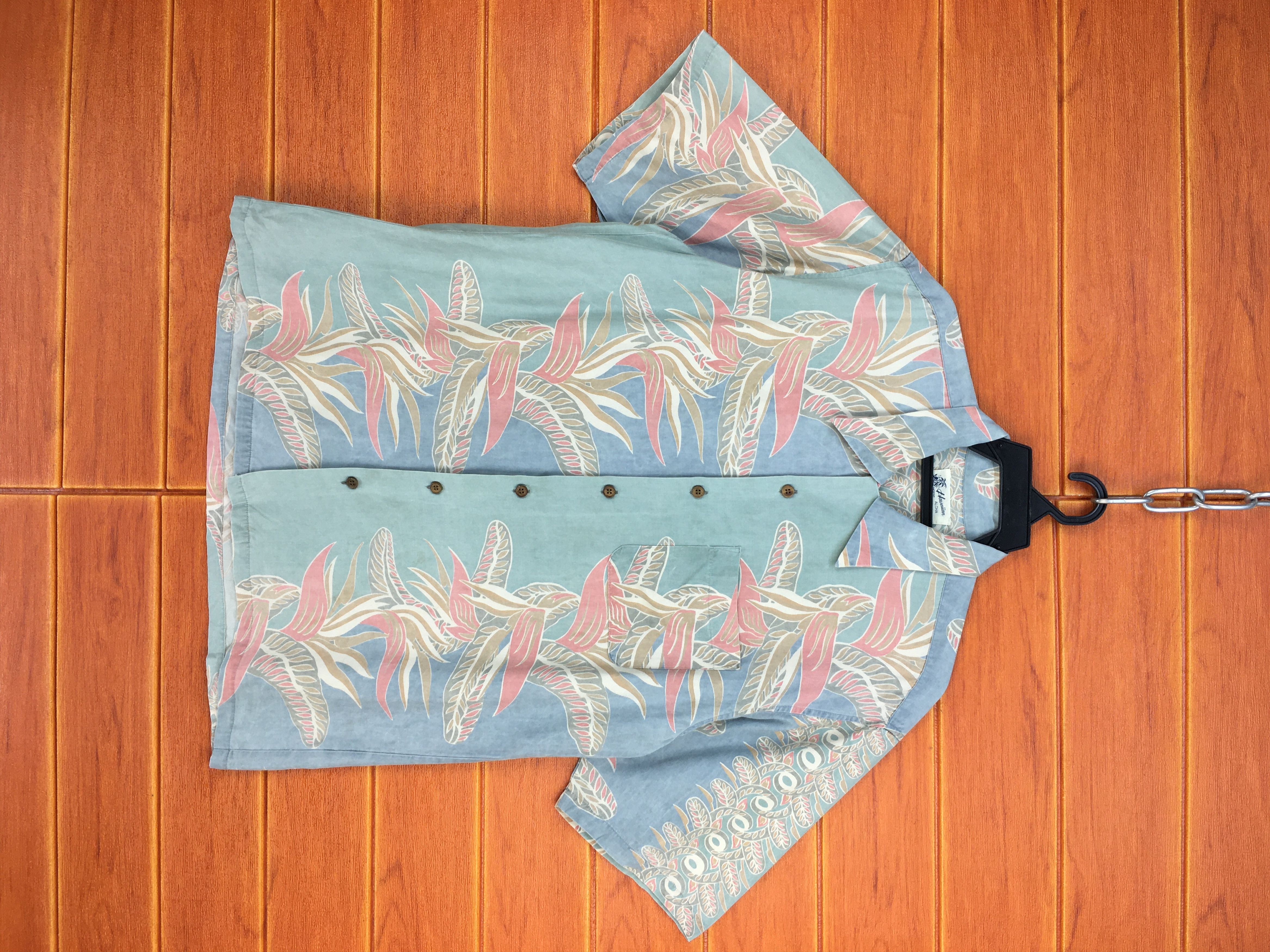 Vintage Vintage ALOHA Hello Tropical Blue Faded Hawaiian Shirt Size US L / EU 52-54 / 3 - 2 Thumbnail