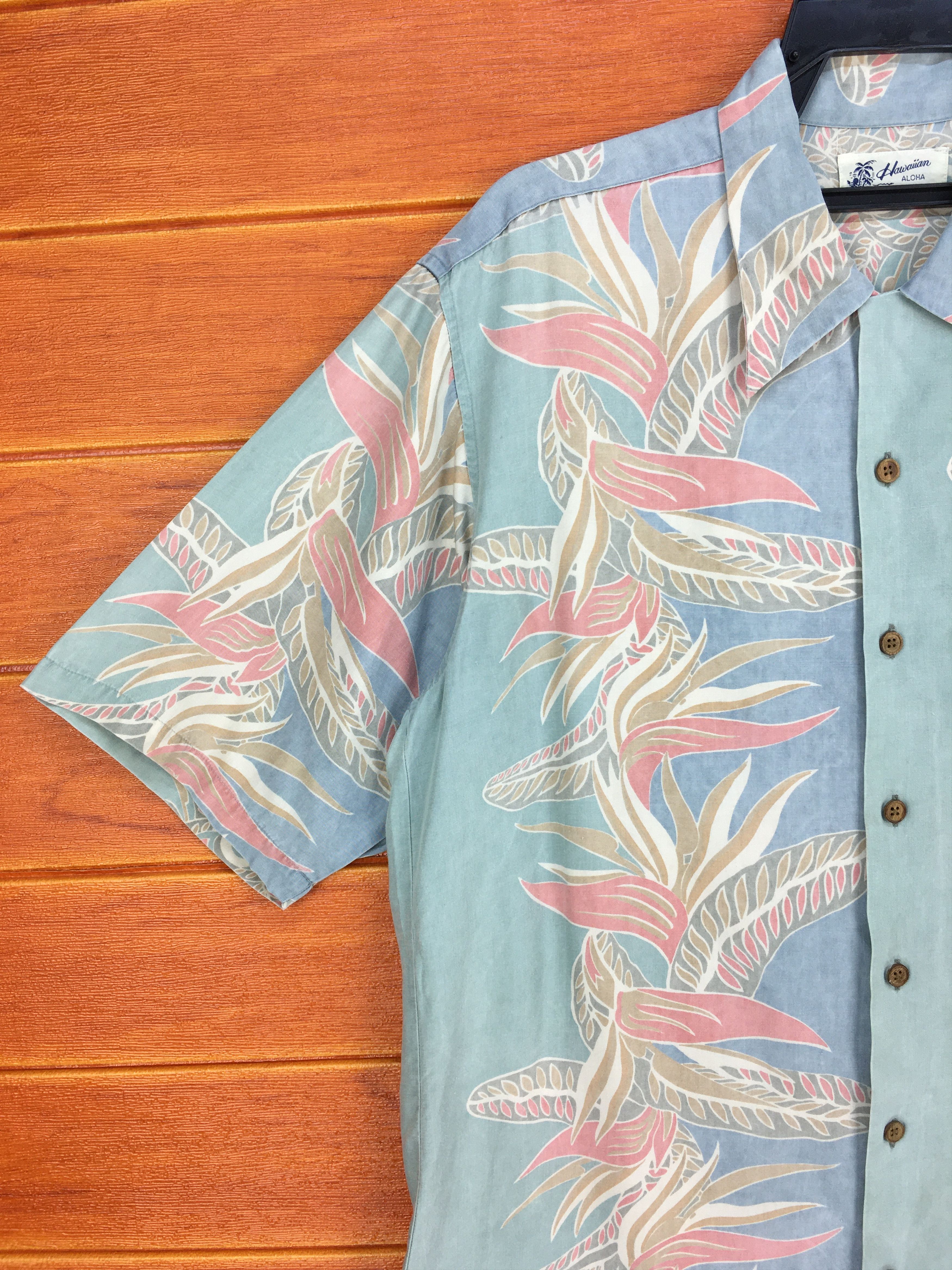 Vintage Vintage ALOHA Hello Tropical Blue Faded Hawaiian Shirt Size US L / EU 52-54 / 3 - 3 Thumbnail