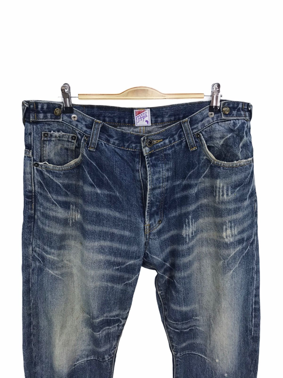 Prps Vintage PRPS Distress Faded Denim Jeans Size US 34 / EU 50 - 1 Thumbnail