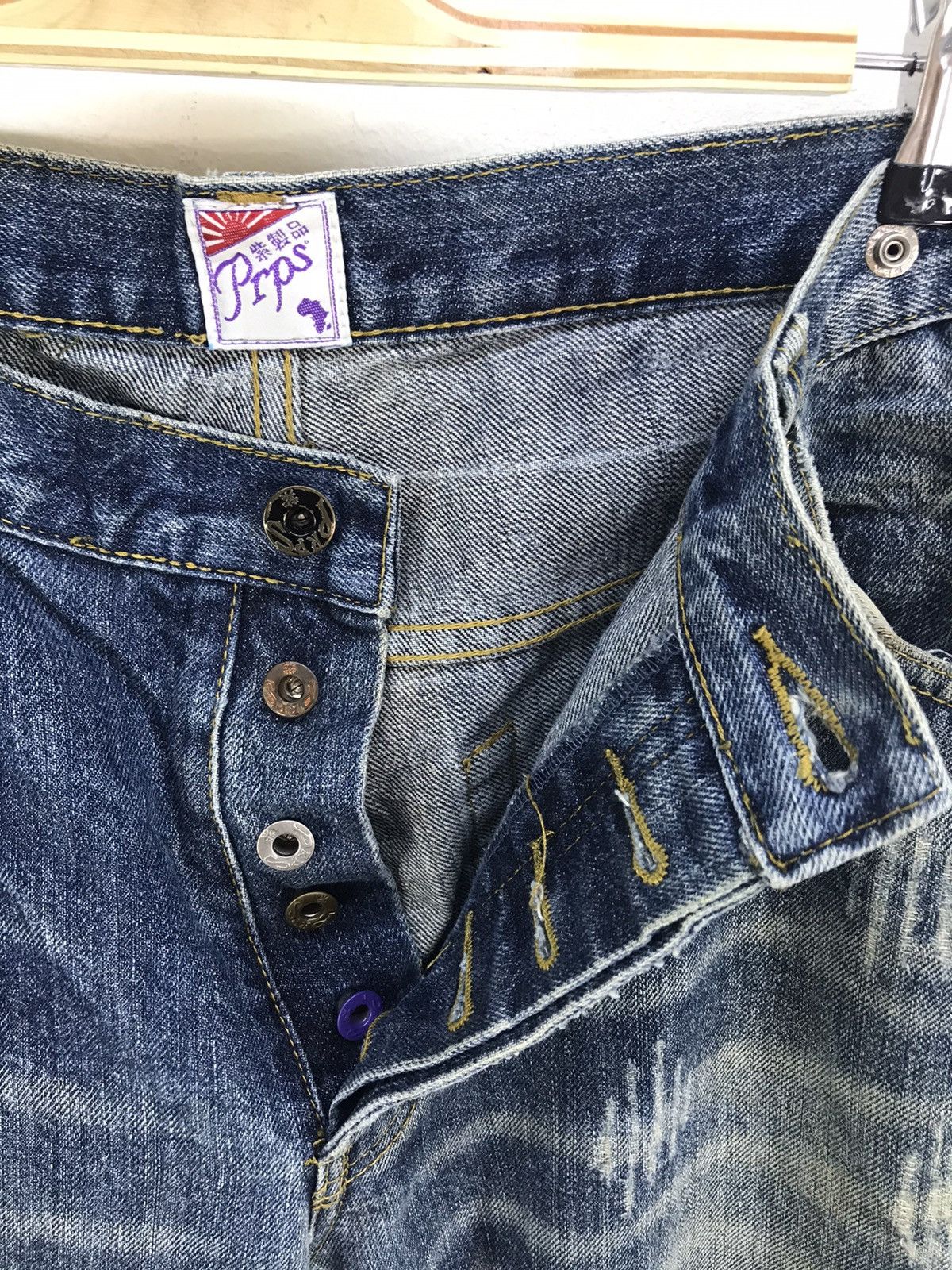 Prps Vintage PRPS Distress Faded Denim Jeans Size US 34 / EU 50 - 7 Thumbnail