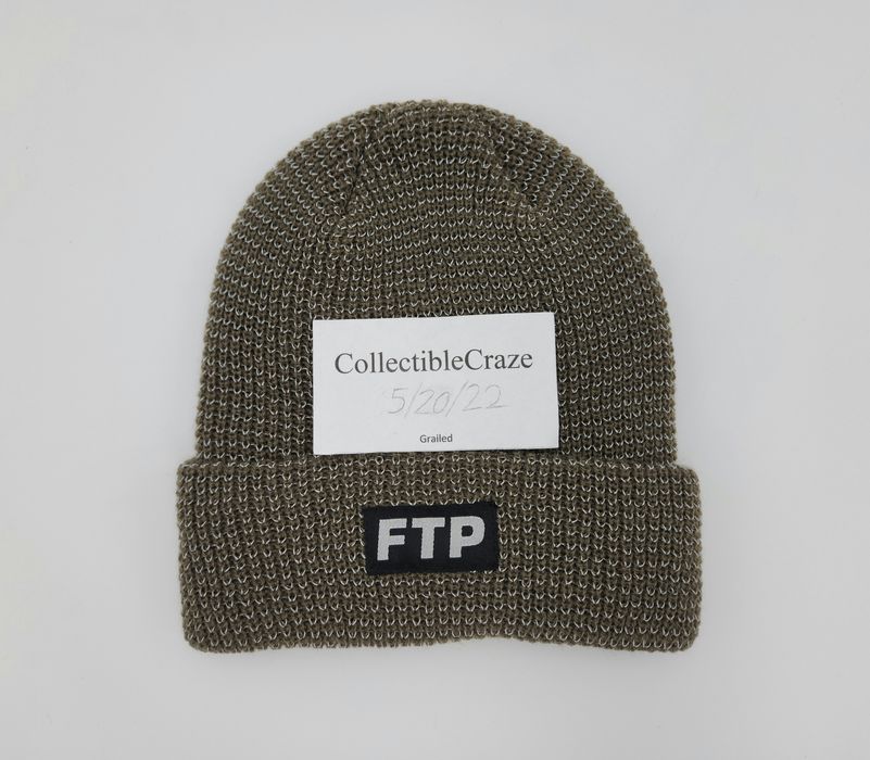 Fuck The Population Ftp Reflective Knit Logo Beanie Olive Grailed
