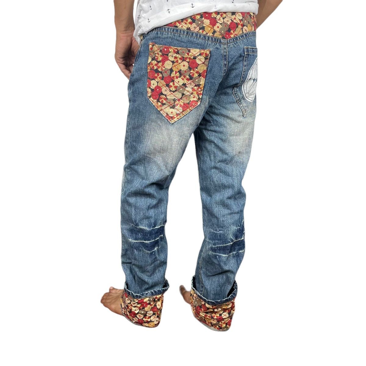 Japanese Brand ☀️PATCHWORK DENIM POP ART JEANS PANTS LIKE KAPITAL Size US 32 / EU 48 - 4 Thumbnail