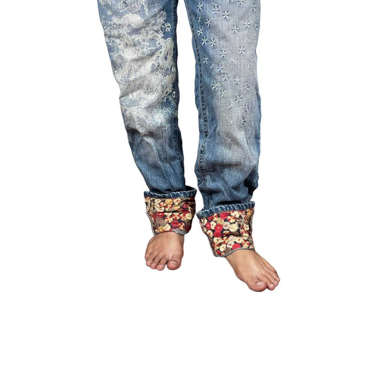Japanese Brand ☀️PATCHWORK DENIM POP ART JEANS PANTS LIKE KAPITAL Size US 32 / EU 48 - 7 Thumbnail