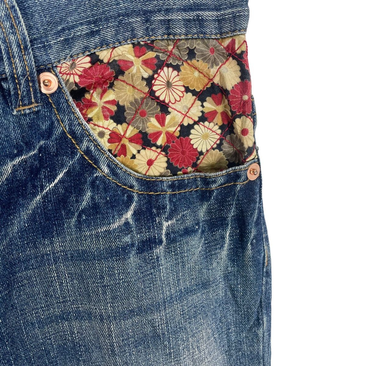 Japanese Brand ☀️PATCHWORK DENIM POP ART JEANS PANTS LIKE KAPITAL Size US 32 / EU 48 - 12 Thumbnail