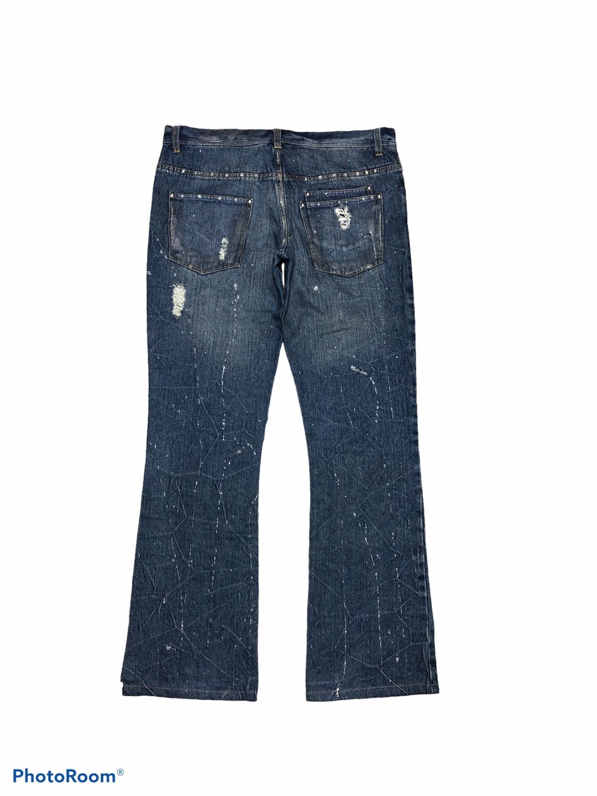 Other FLARED⚡️⚡️PLACE PLAN DISTRESSED PAINTED DENIM Size 33" - 2 Thumbnail