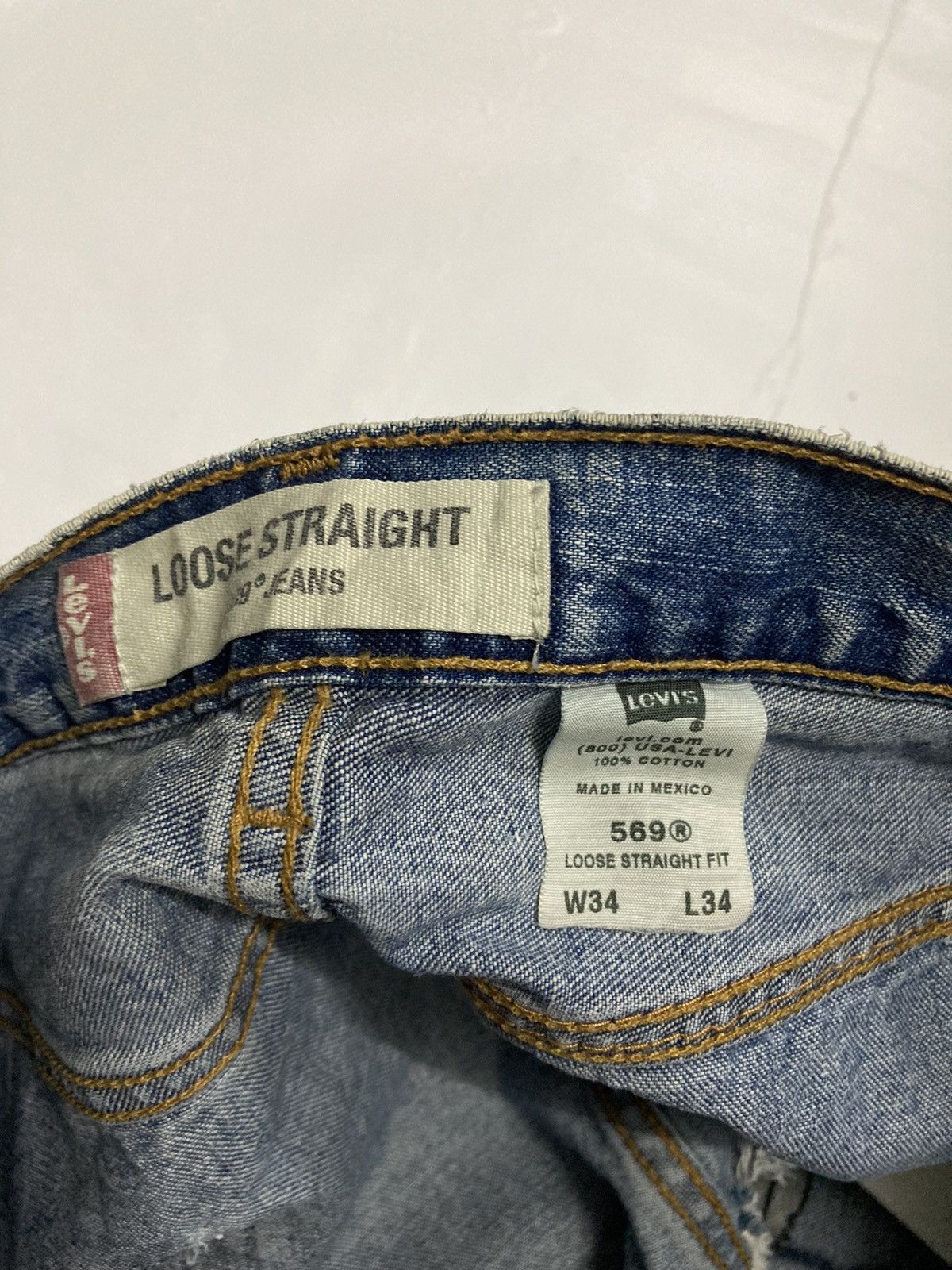 Levi's Levis 569 Loose Straight Fit Custom Distressed Jeans Size US 34 / EU 50 - 15 Thumbnail