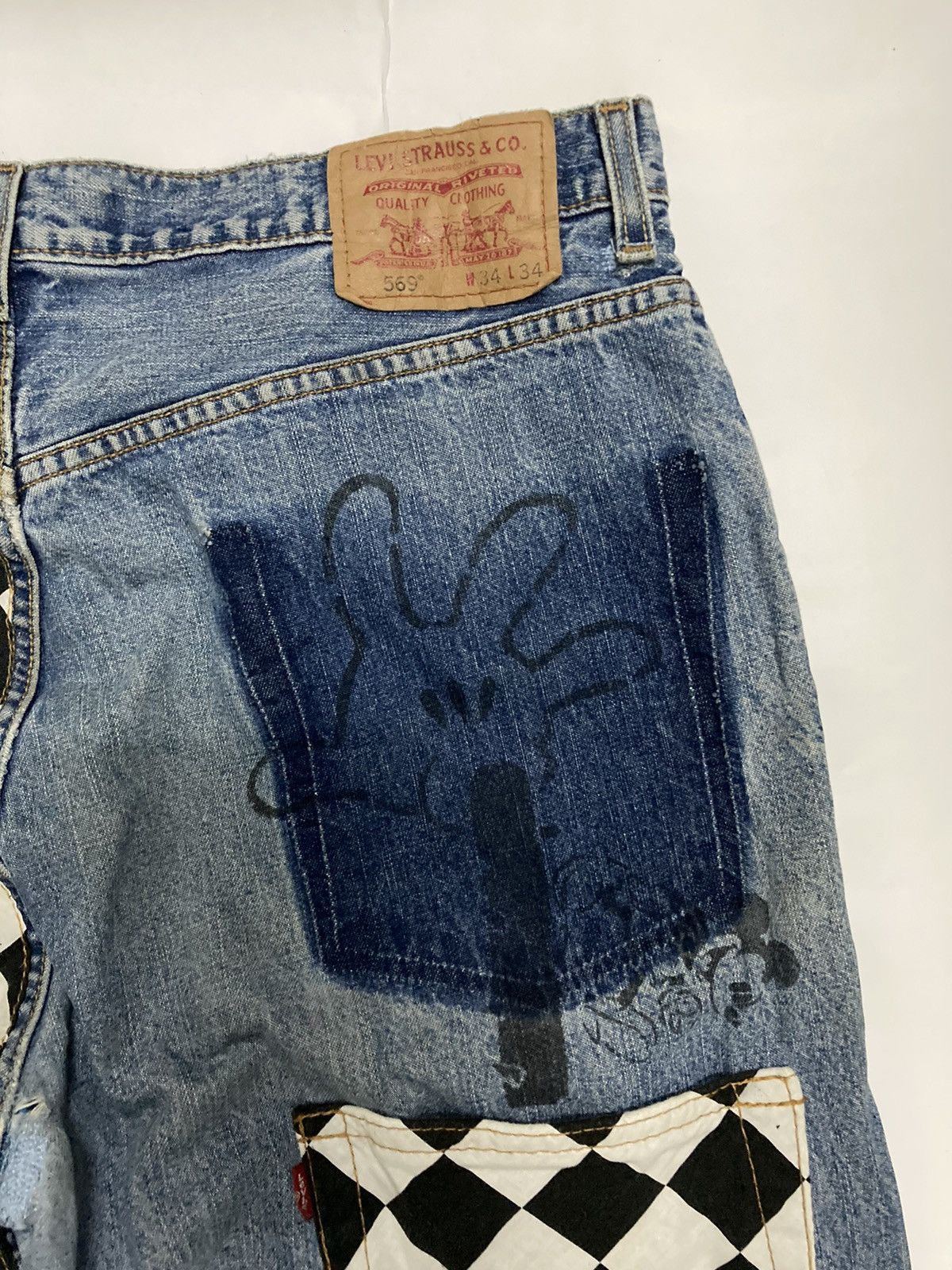 Levi's Levis 569 Loose Straight Fit Custom Distressed Jeans Size US 34 / EU 50 - 7 Thumbnail