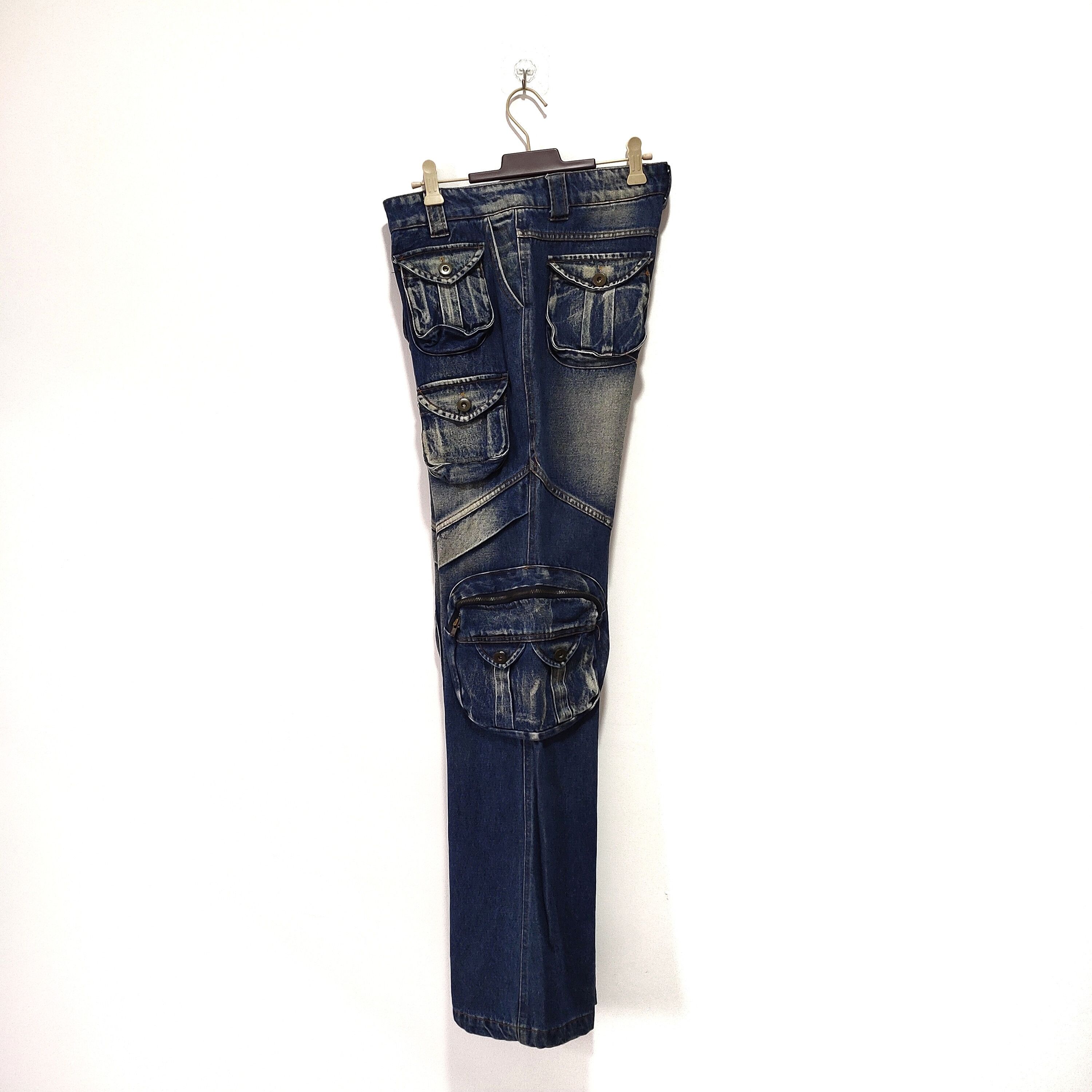 Japanese Brand Denim Pants Multipockets Tactical Indigo Size US 32 / EU 48 - 3 Thumbnail