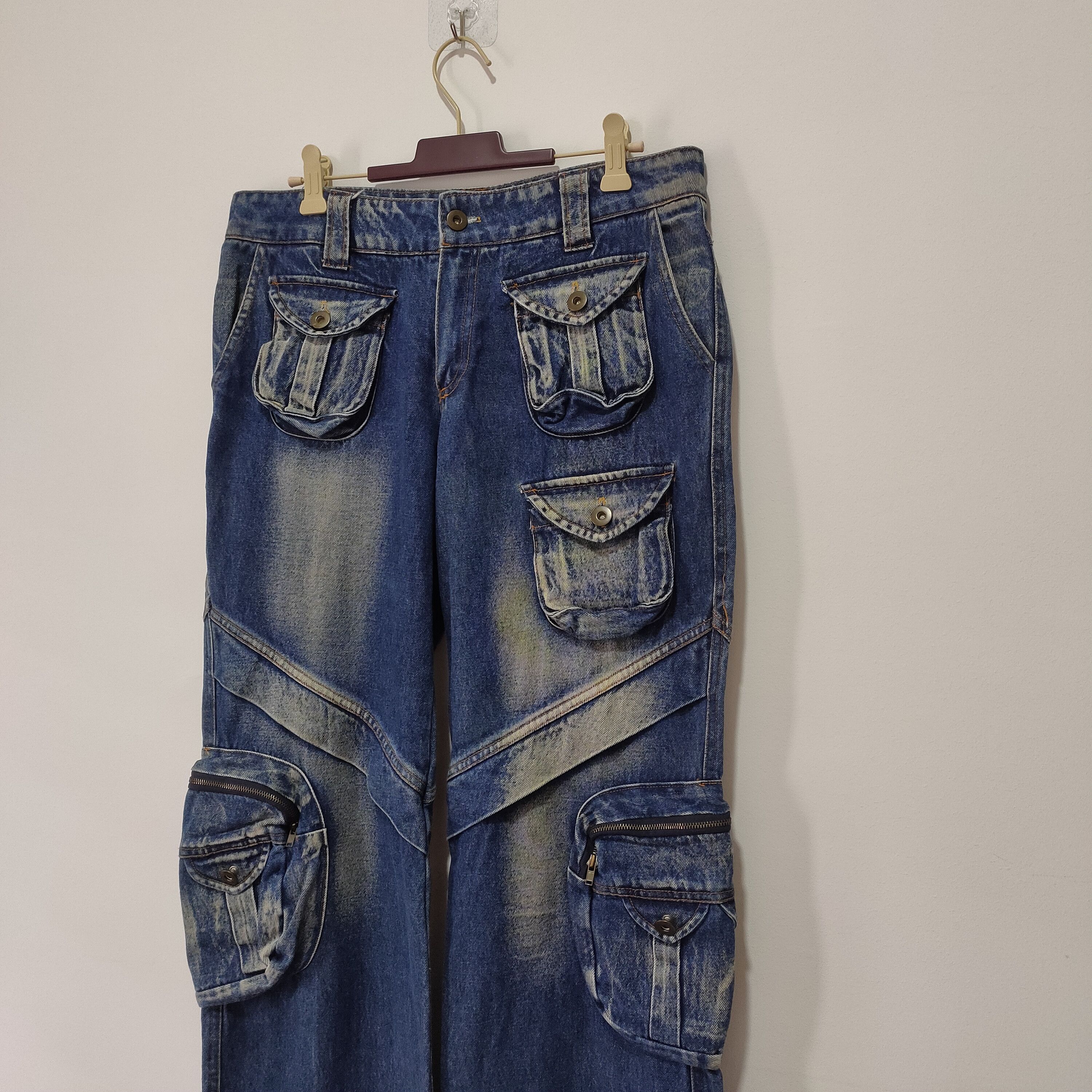 Japanese Brand Denim Pants Multipockets Tactical Indigo Size US 32 / EU 48 - 7 Thumbnail