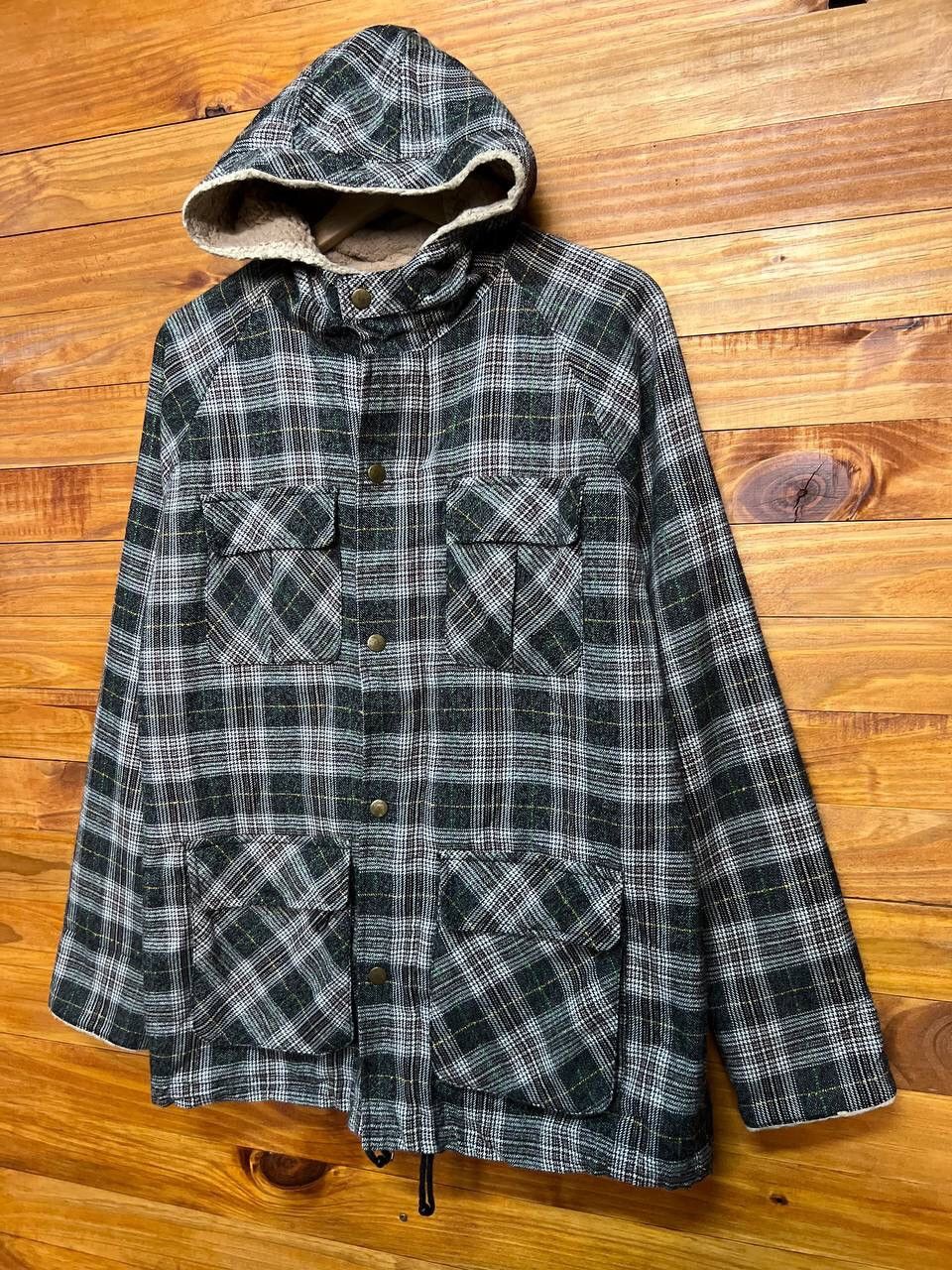 Japanese Brand NANEA COMPANY WOOL PLAID HOODIE JACKET Size US S / EU 44-46 / 1 - 3 Thumbnail