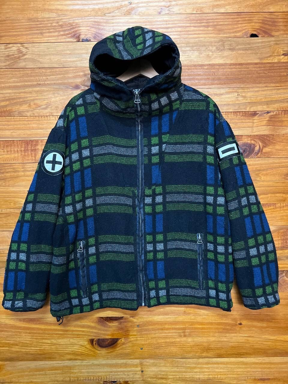 Japanese Brand BY CHIEMSEE WOOL PLAID HOODIE JACKET Size US S / EU 44-46 / 1 - 1 Thumbnail