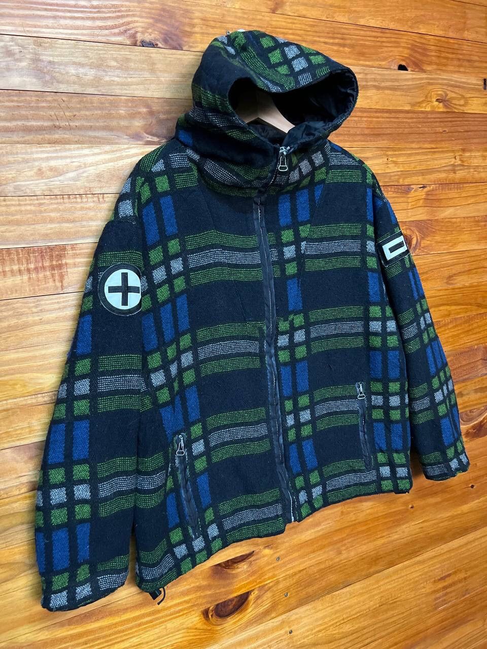 Japanese Brand BY CHIEMSEE WOOL PLAID HOODIE JACKET Size US S / EU 44-46 / 1 - 2 Thumbnail